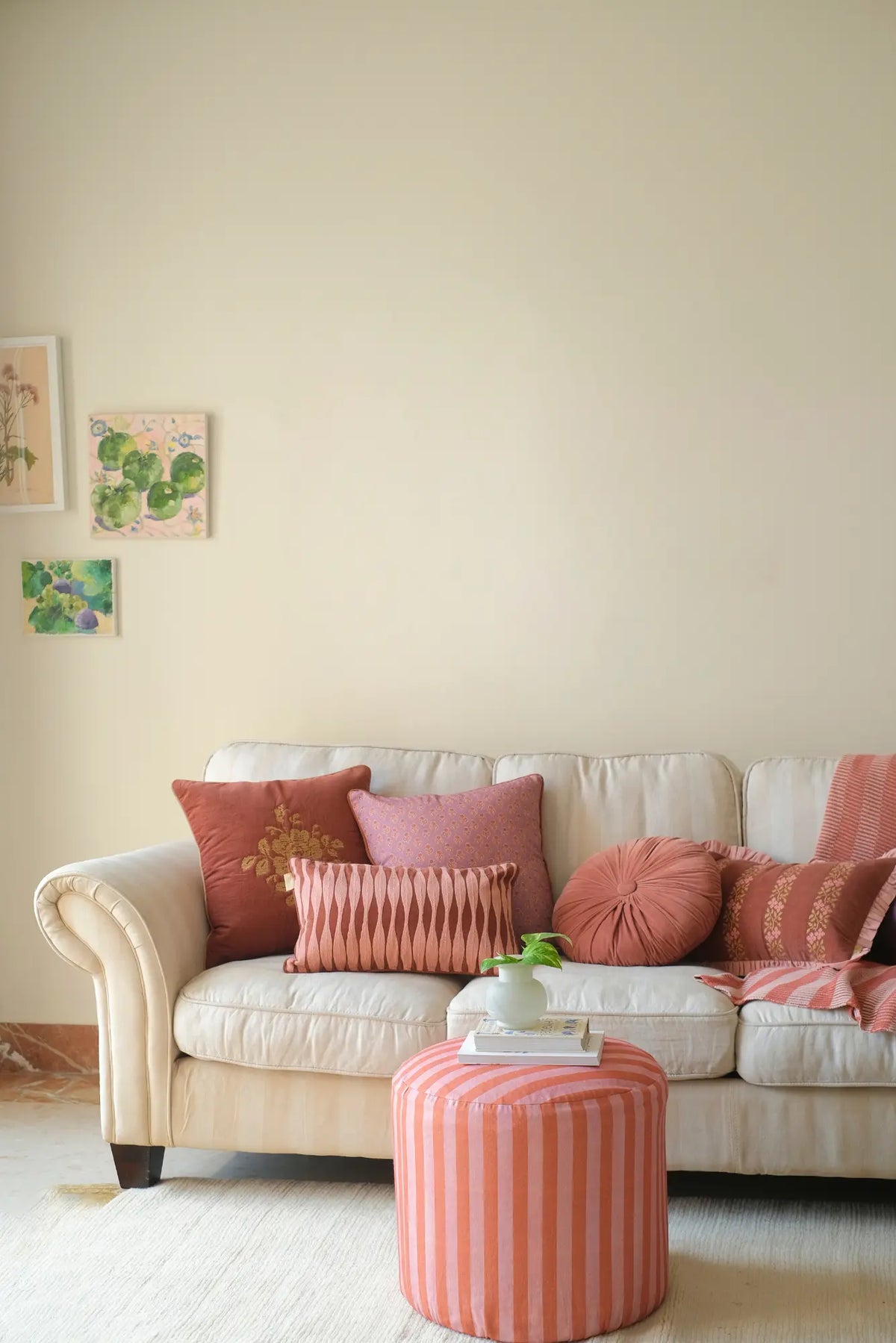 Cuddle Rhubarb Velvet  Round Cushion SanctuaryLiving