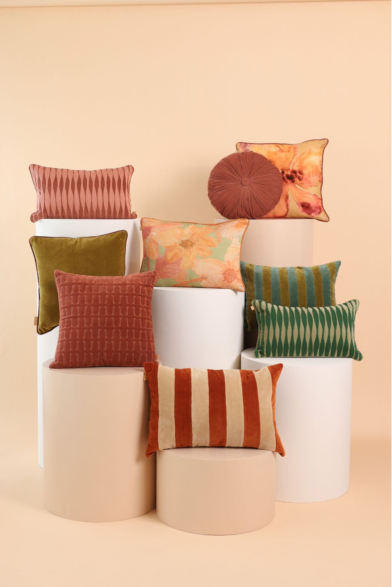 Twig Rhubarb Embroidered Velvet Cushion Cover