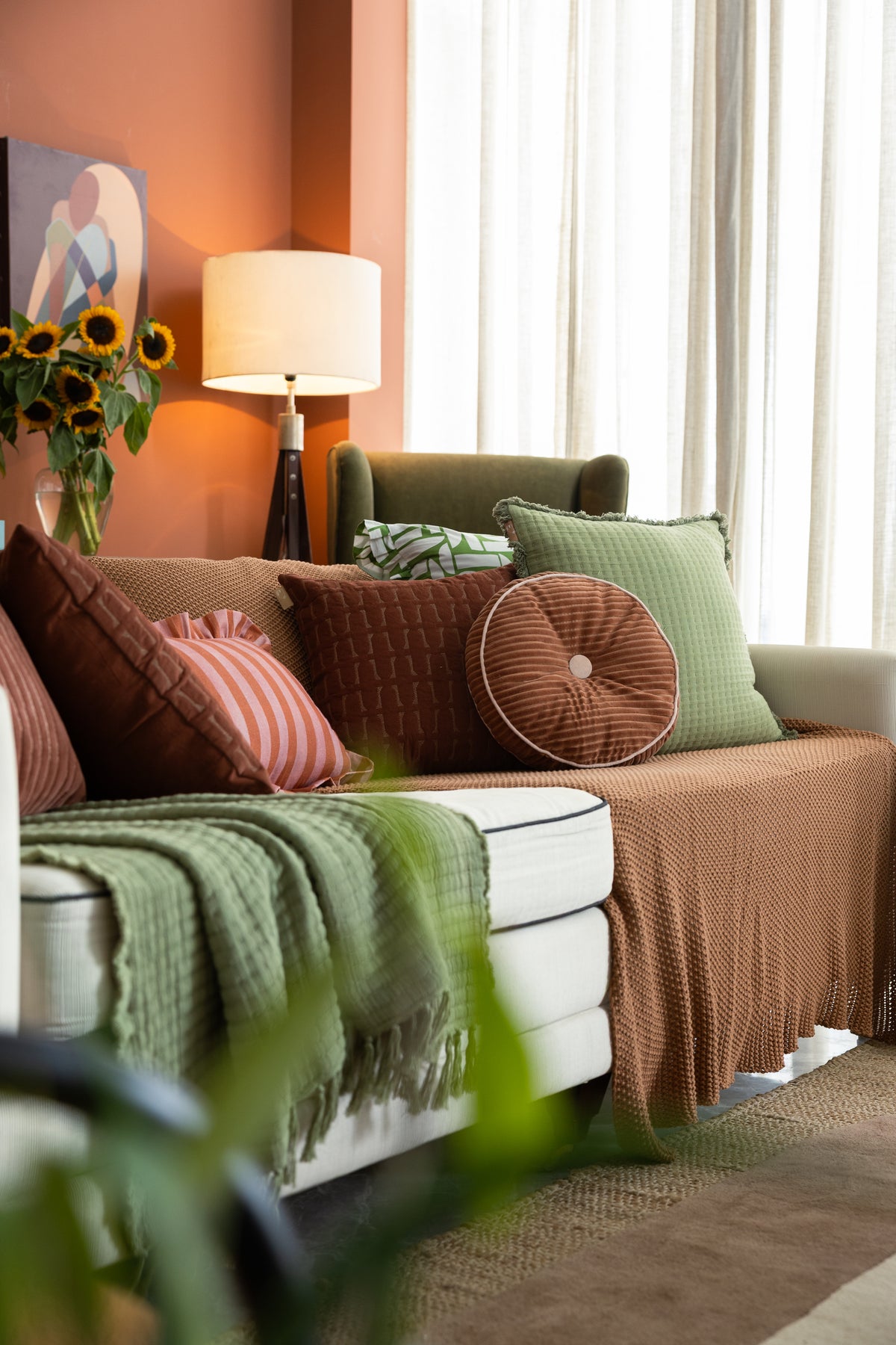 Spice Moss Knit Throw
