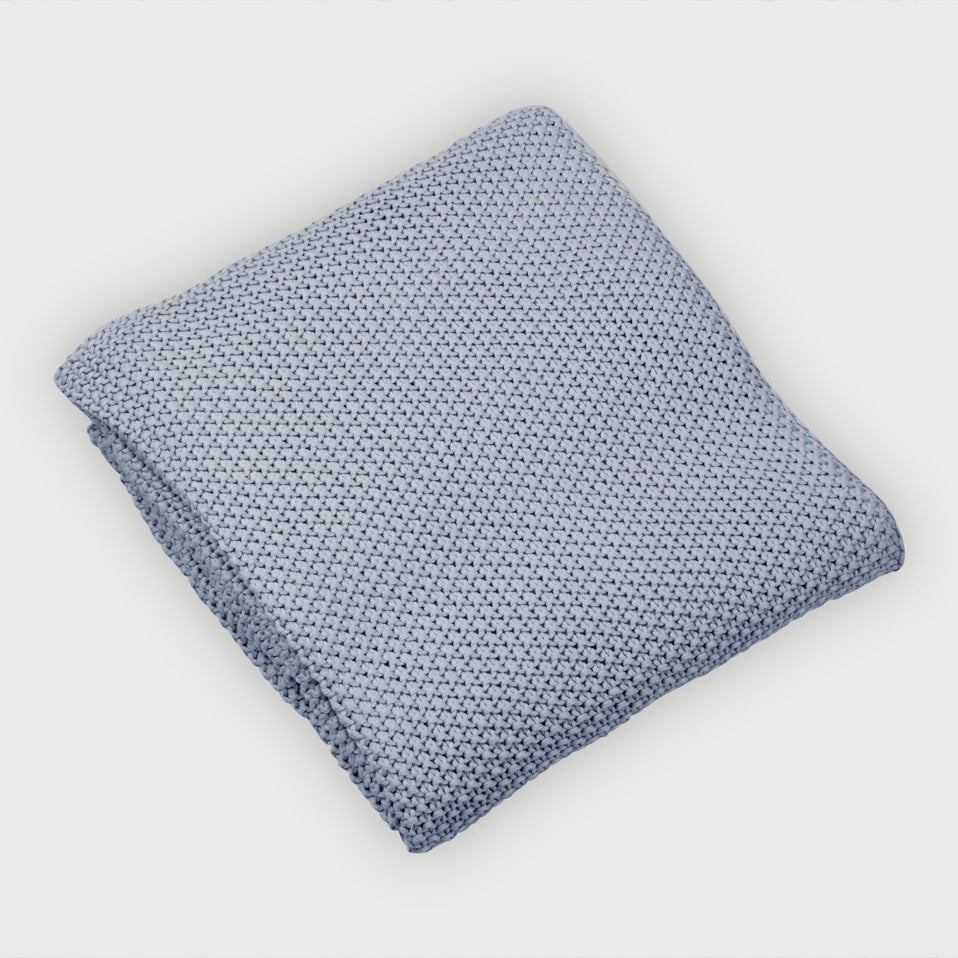 Soft Blue Moss Knit Throw
