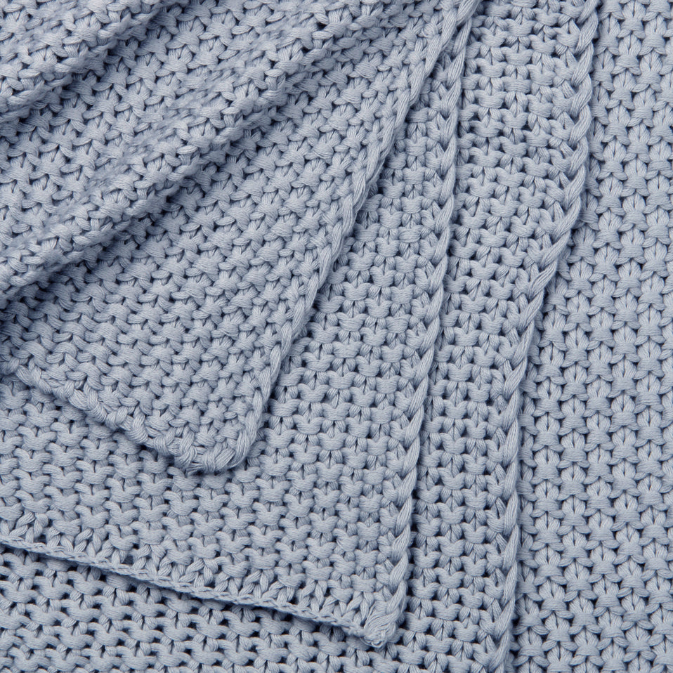 Soft Blue Moss Knit Throw