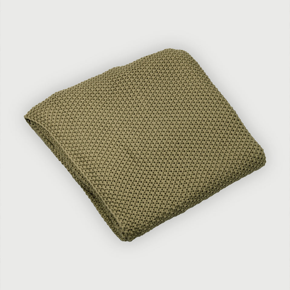 Olive Moss Knit Throw