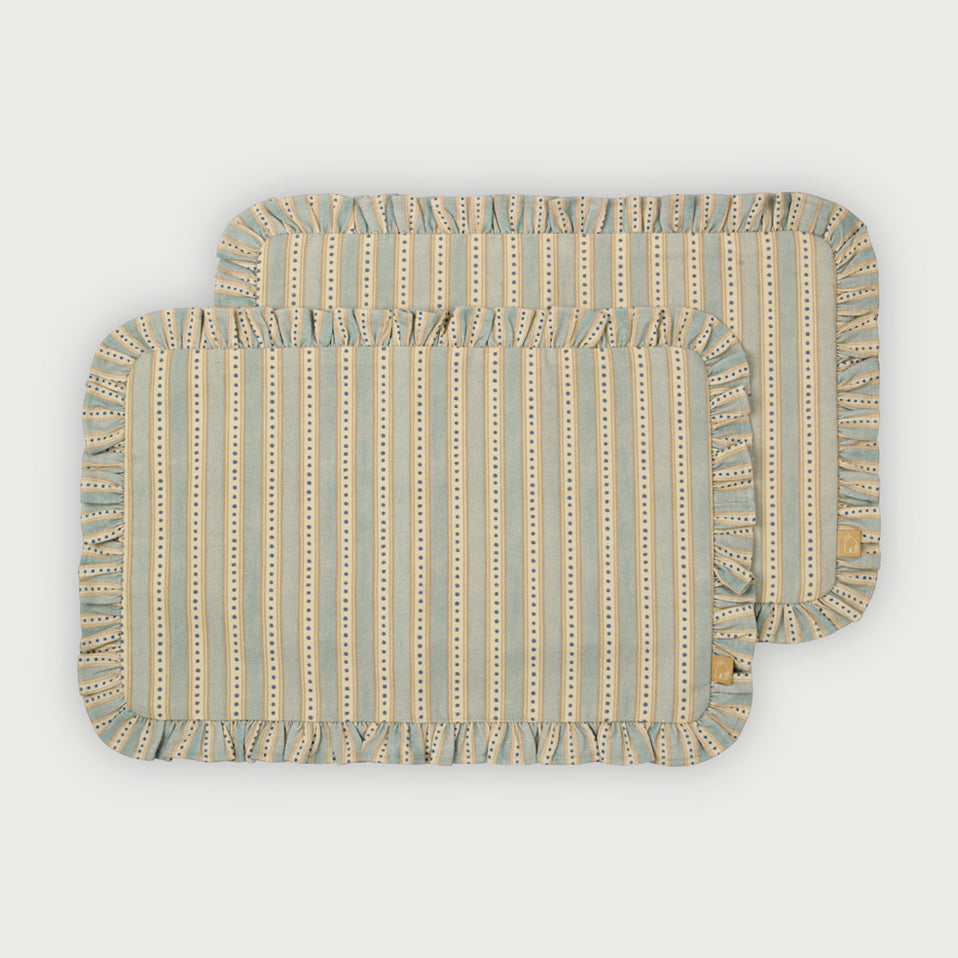 River Soft Blue Ruffle Table Mats-Set of 2