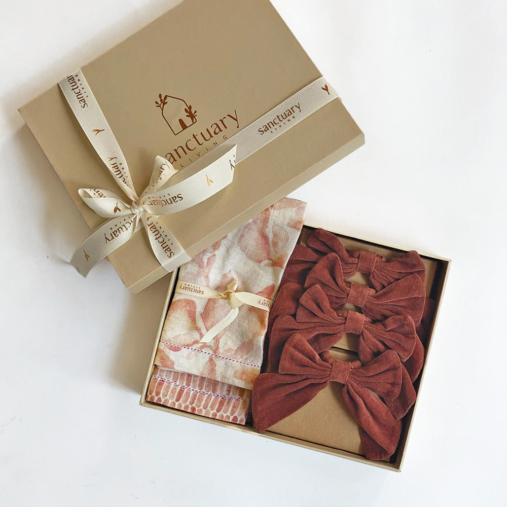 Linen Blush Table Napkins & Napkin Rings Gift Set SanctuaryLiving