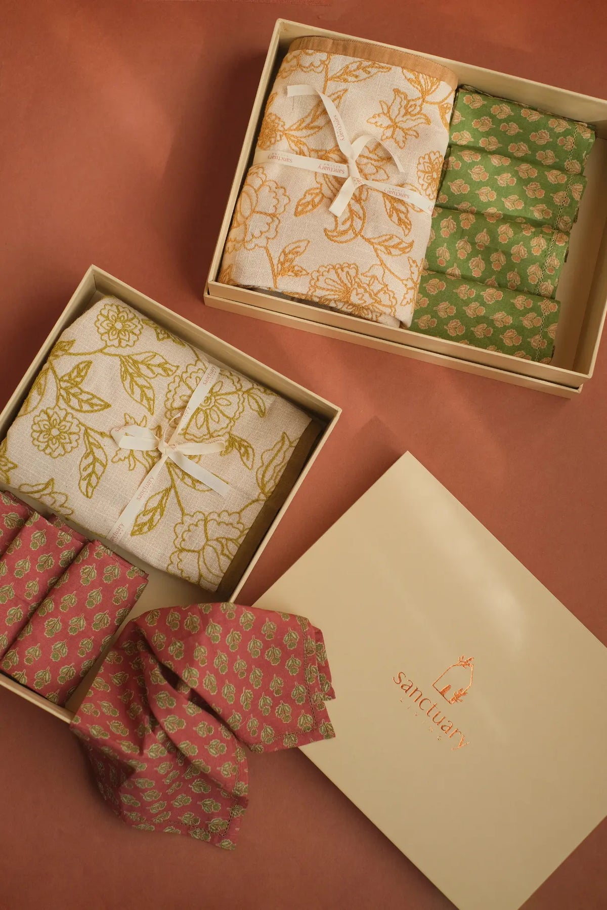Rosabelle Ochre Gift Set-Runner & Napkins SanctuaryLiving