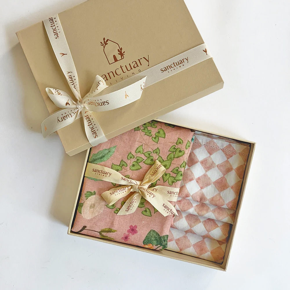 Valley Rose Gift Set-Linen Runner & Napkins SanctuaryLiving