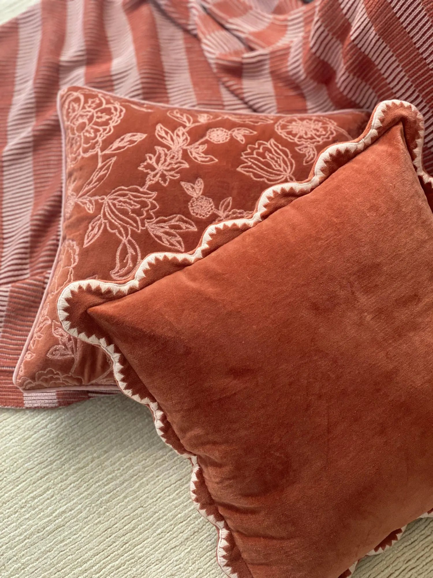 Mirage Scallop Rhubarb Cushion Cover SanctuaryLiving