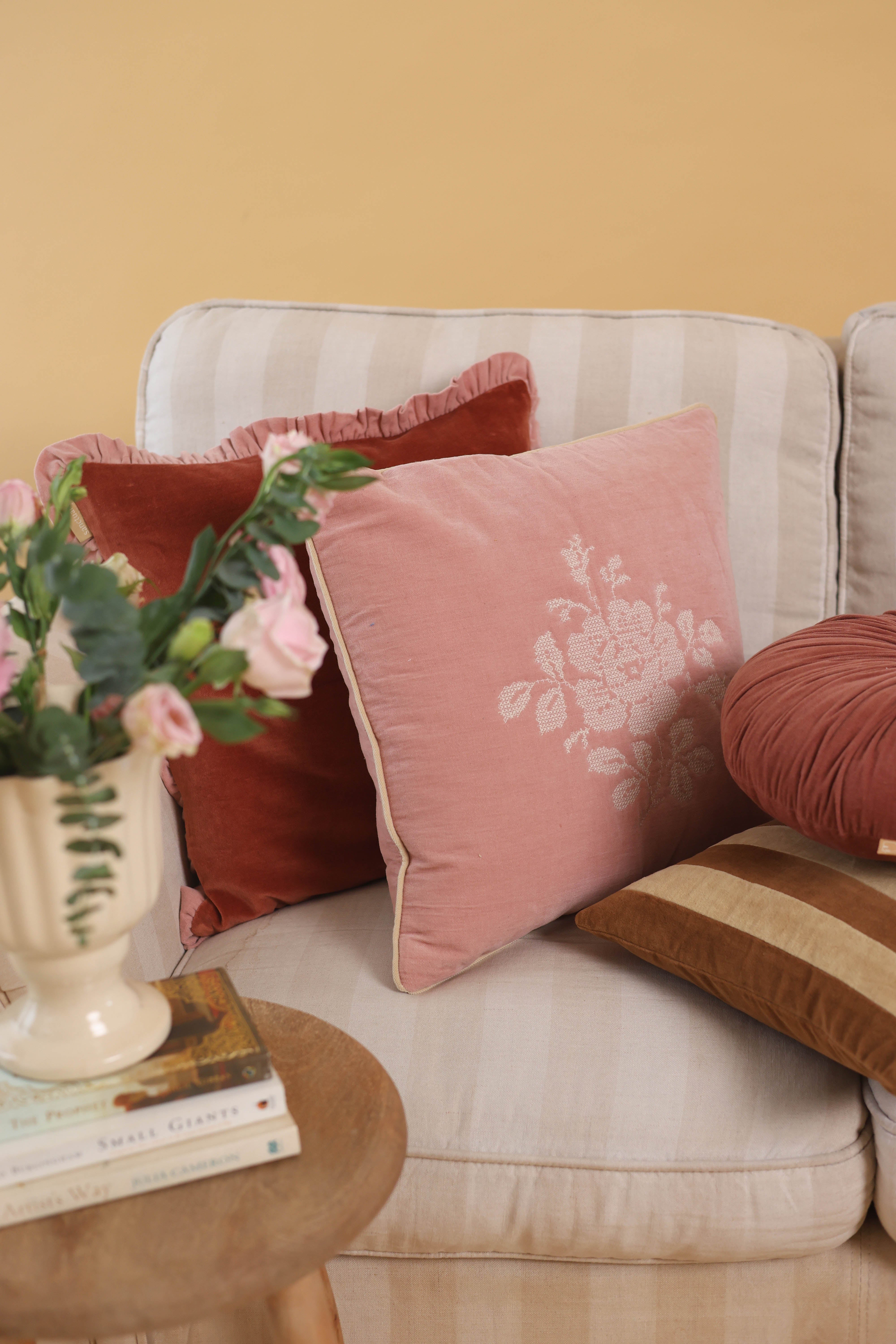 Jasper Ruffle Rhubarb Cushion Cover
