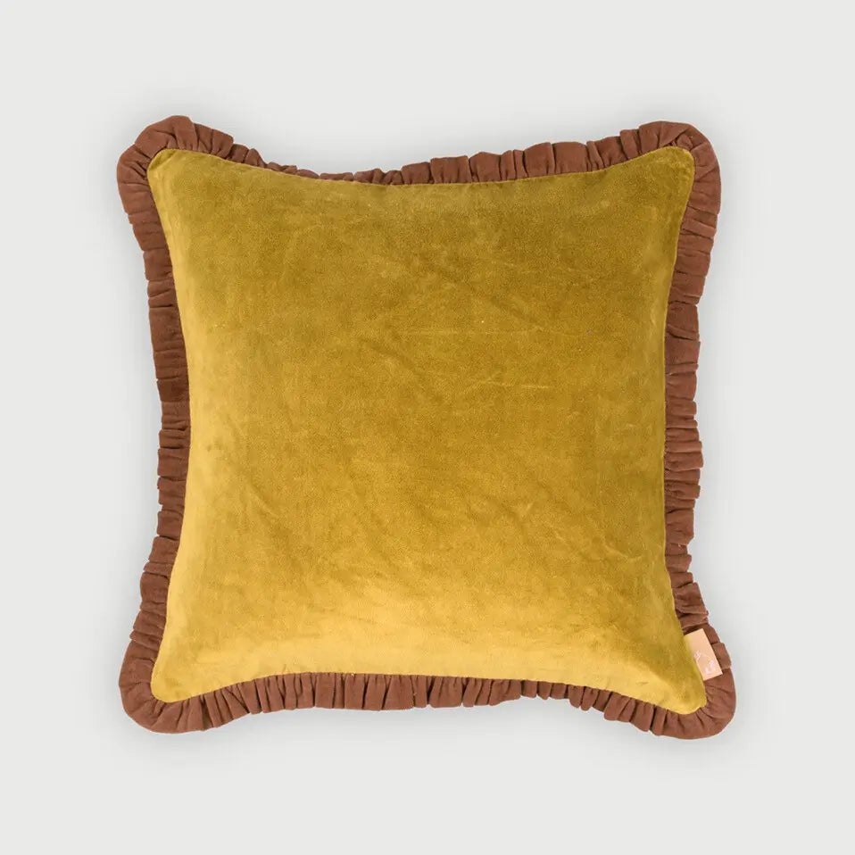 Jasper Ruffle Deep Ochre Cushion Cover SanctuaryLiving