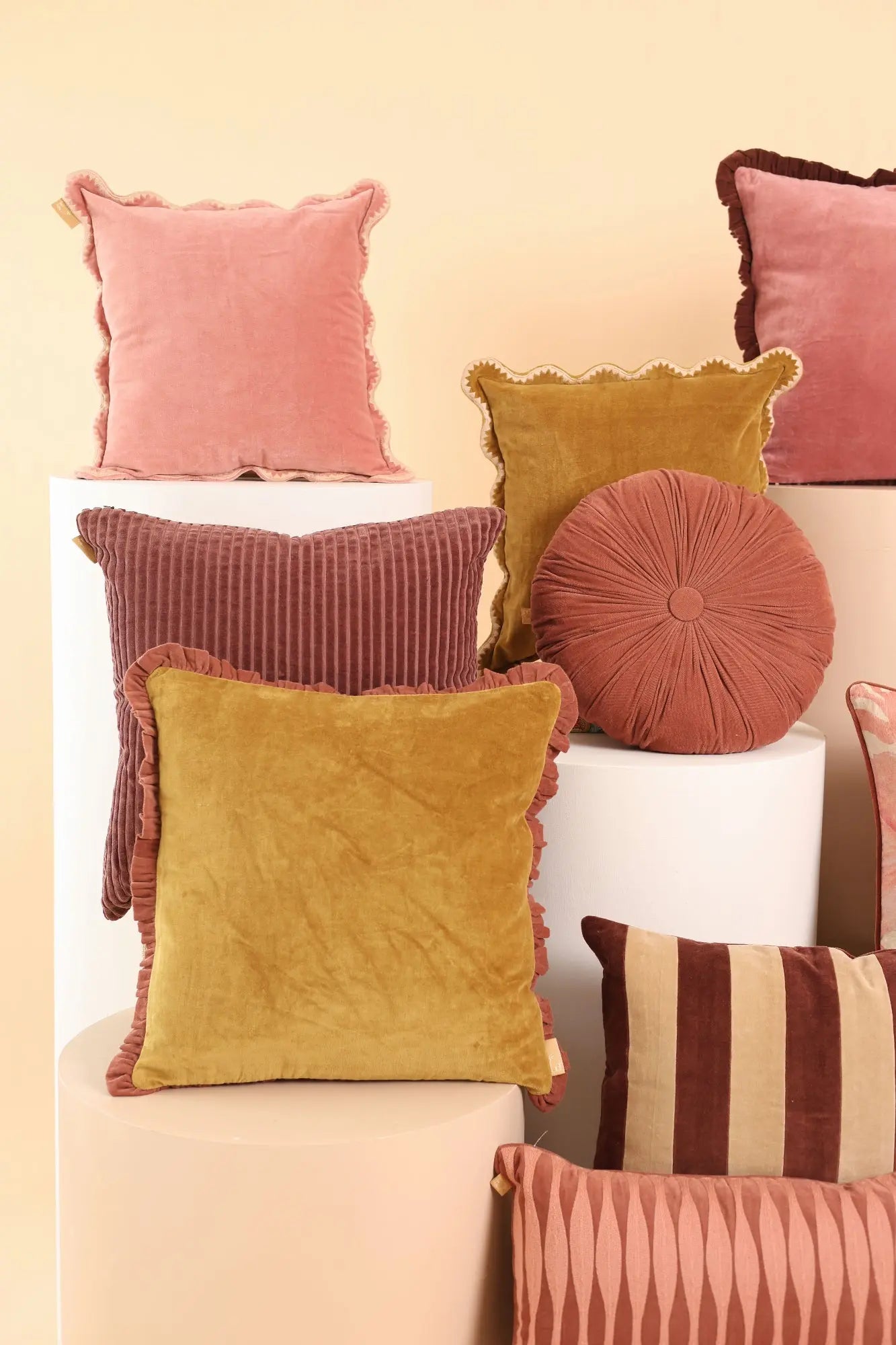 Jasper Ruffle Deep Ochre Cushion Cover SanctuaryLiving