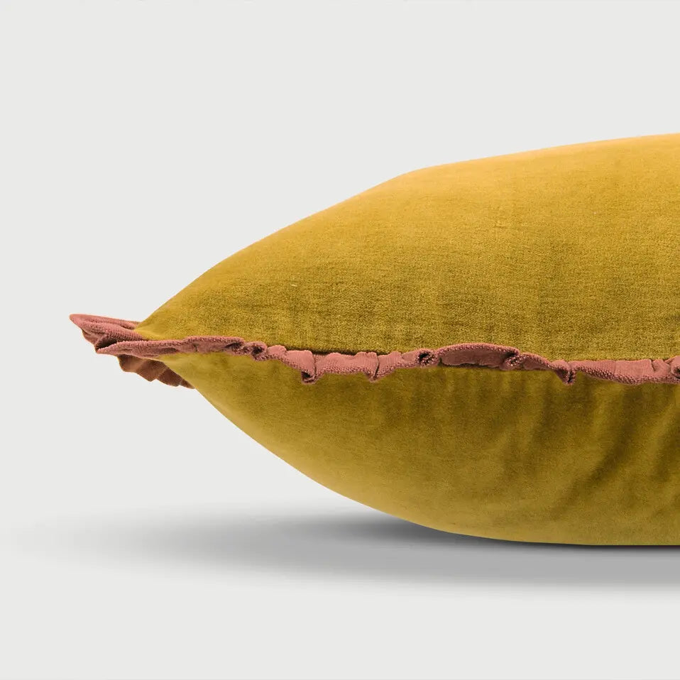 Jasper Ruffle Deep Ochre Cushion Cover SanctuaryLiving