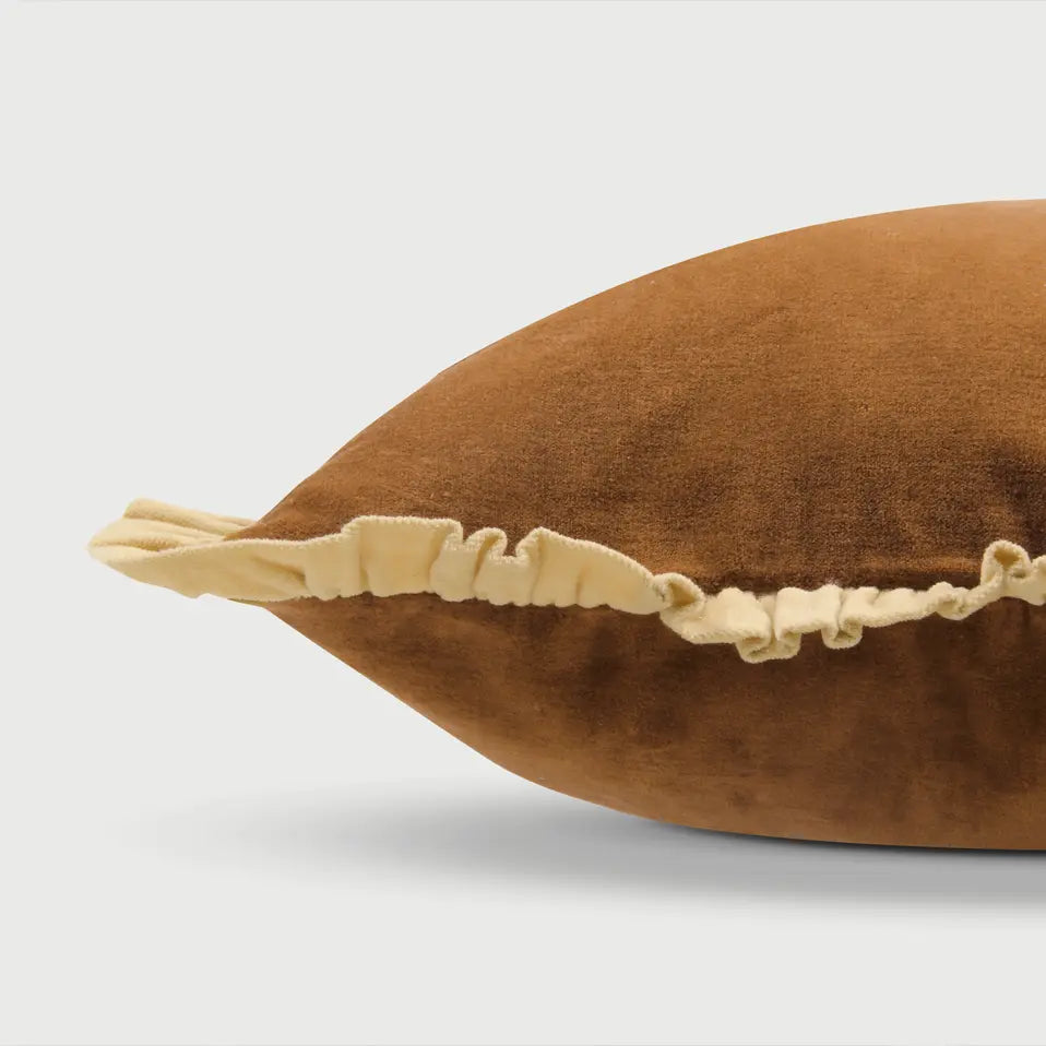 Jasper Ruffle Tan Brown Cushion Cover SanctuaryLiving