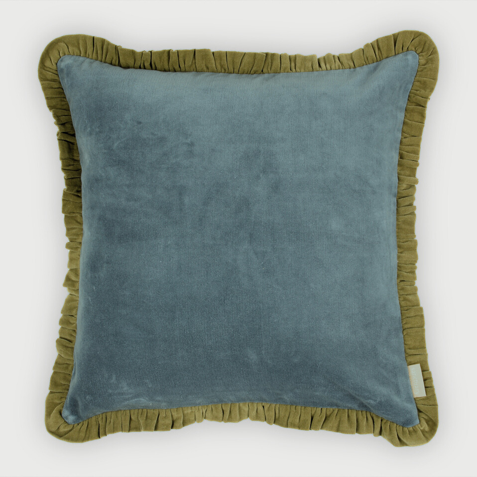 Jasper Ruffle Teal Cushion Cover