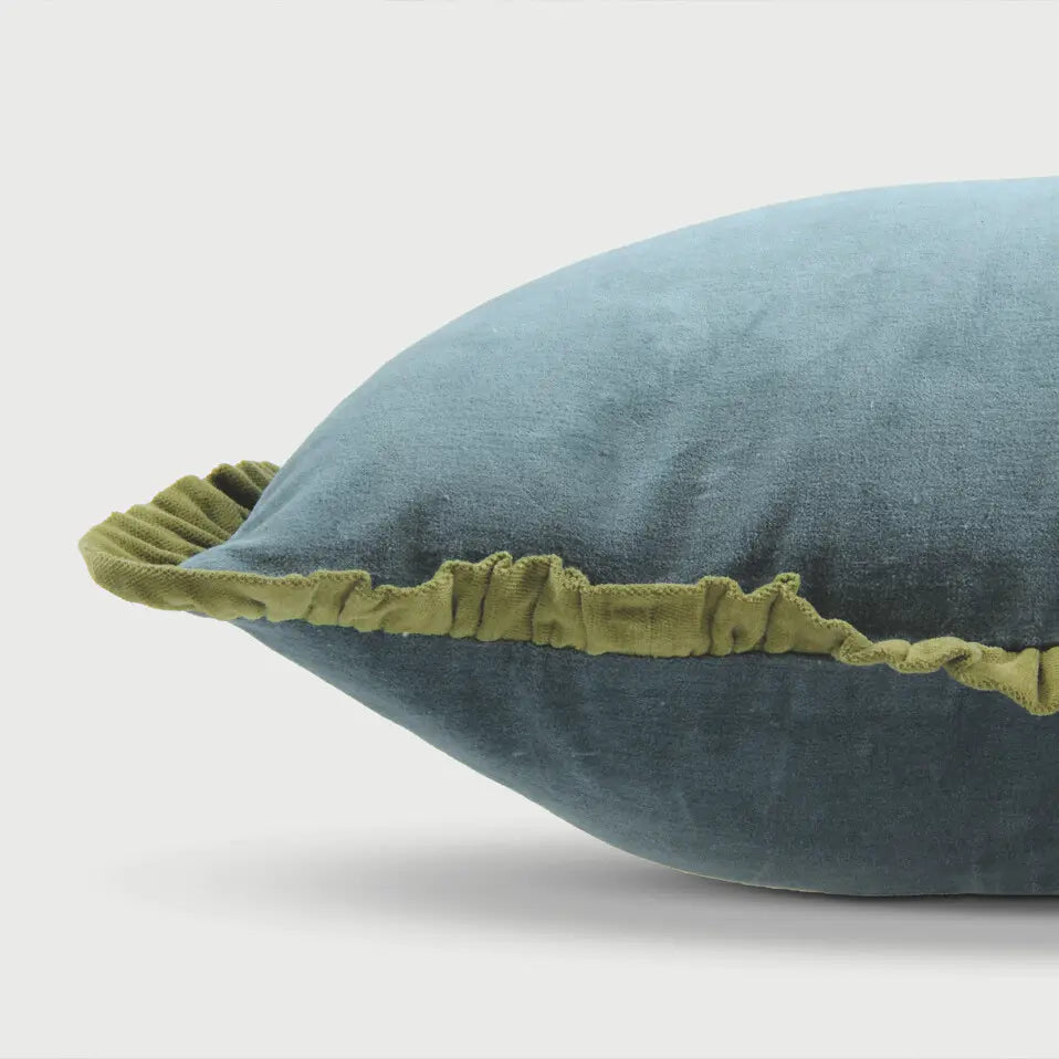 Jasper Ruffle Teal Cushion Cover SanctuaryLiving