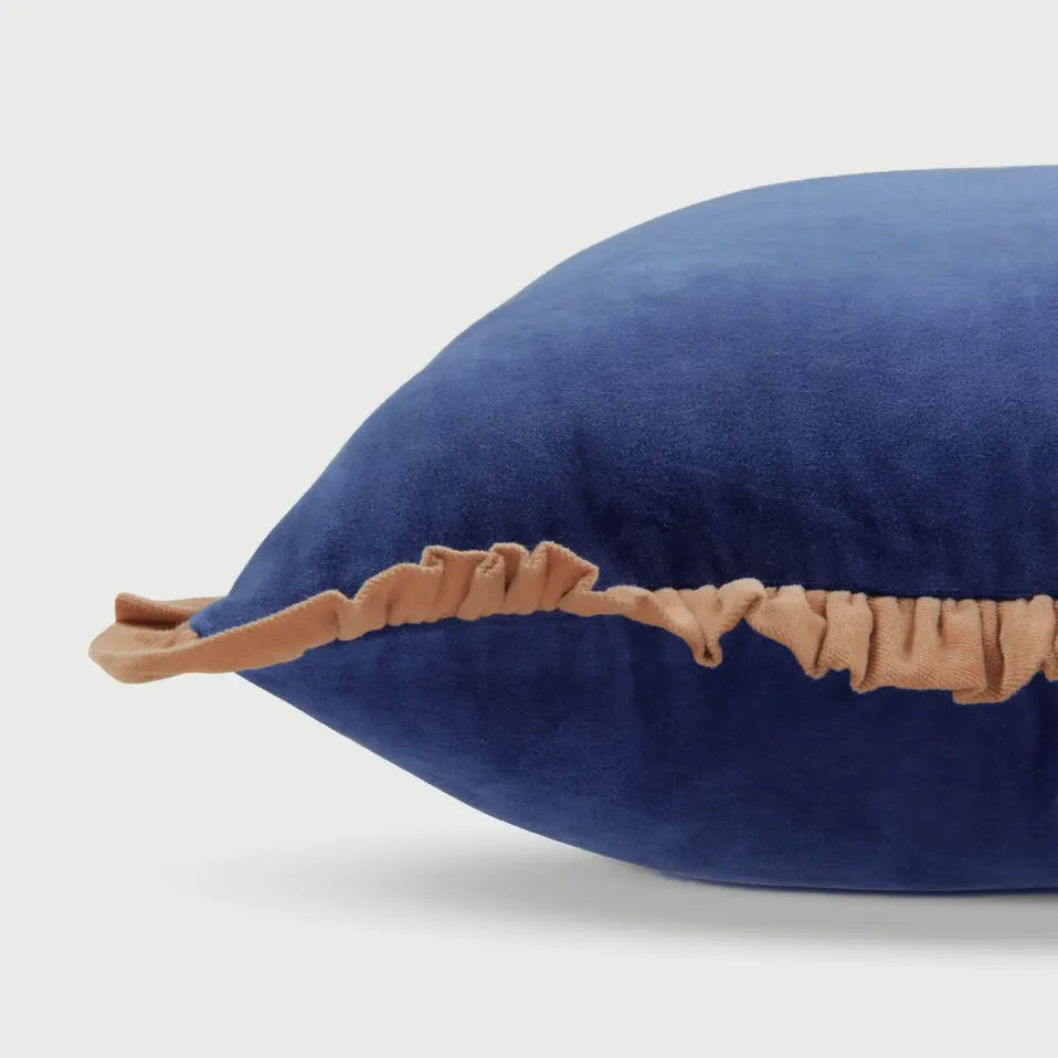 Jasper Ruffle Cobalt Blue Cushion Cover SanctuaryLiving