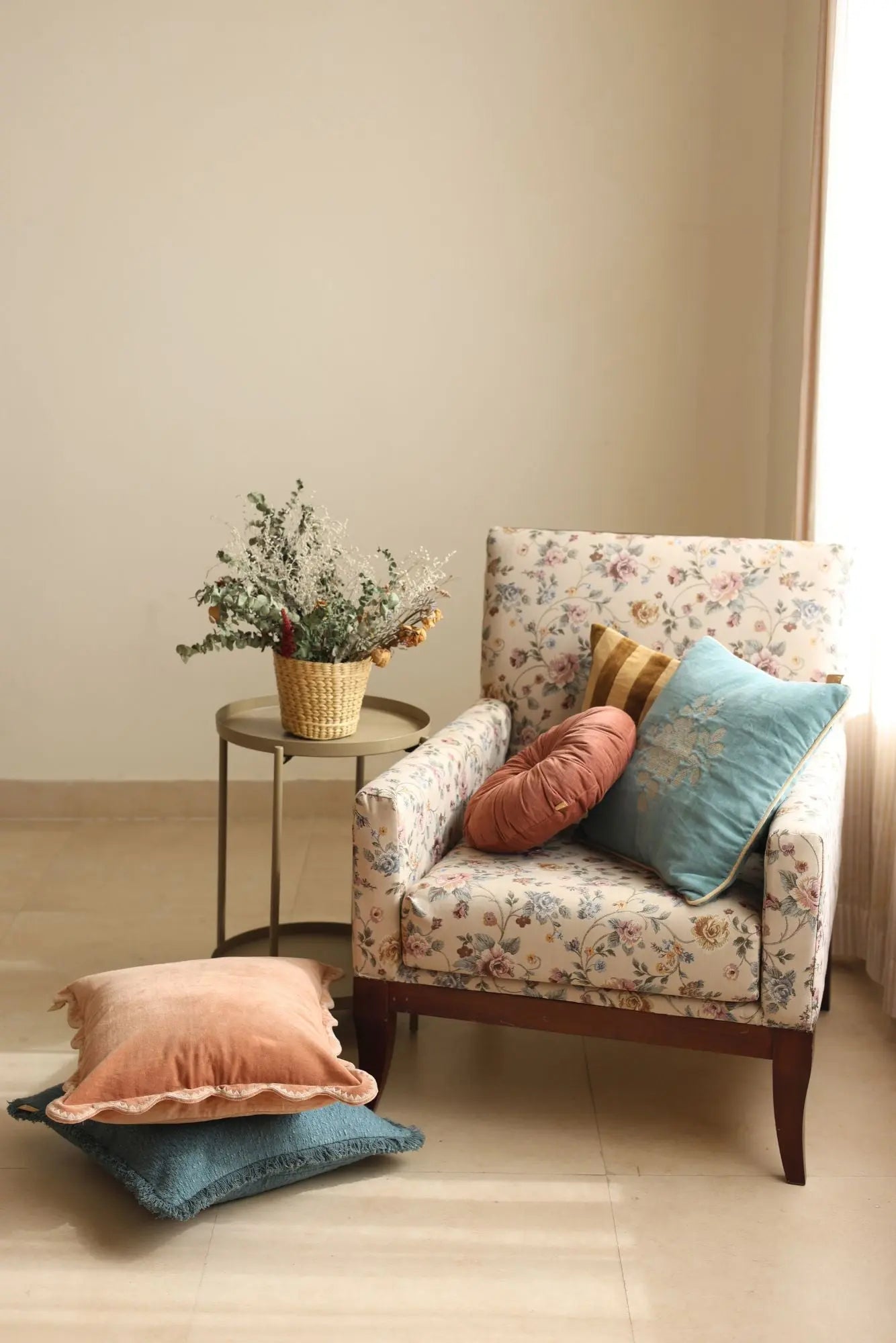 Reed Azure Slub Cushion Cover