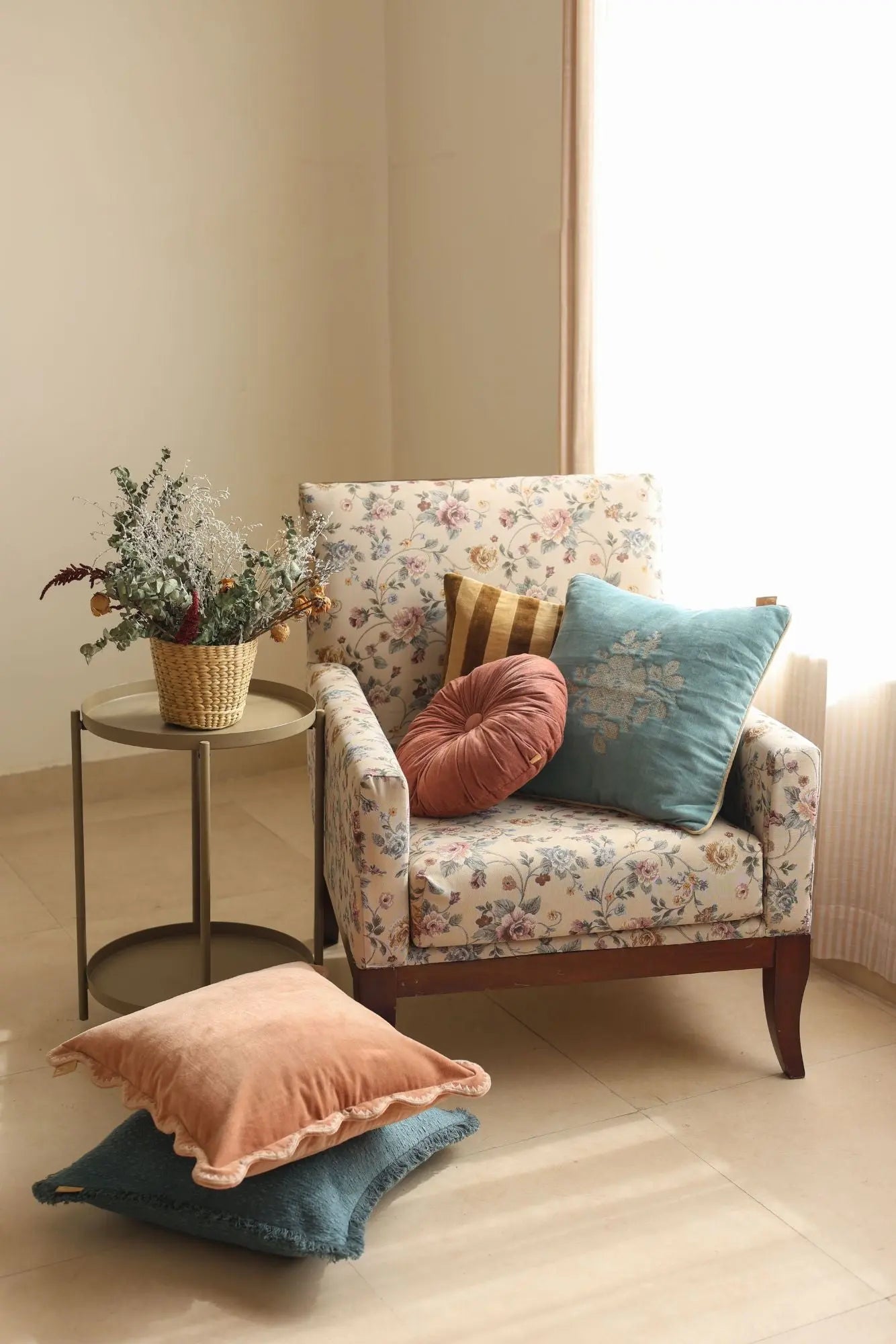 Reed Azure Slub Cushion Cover