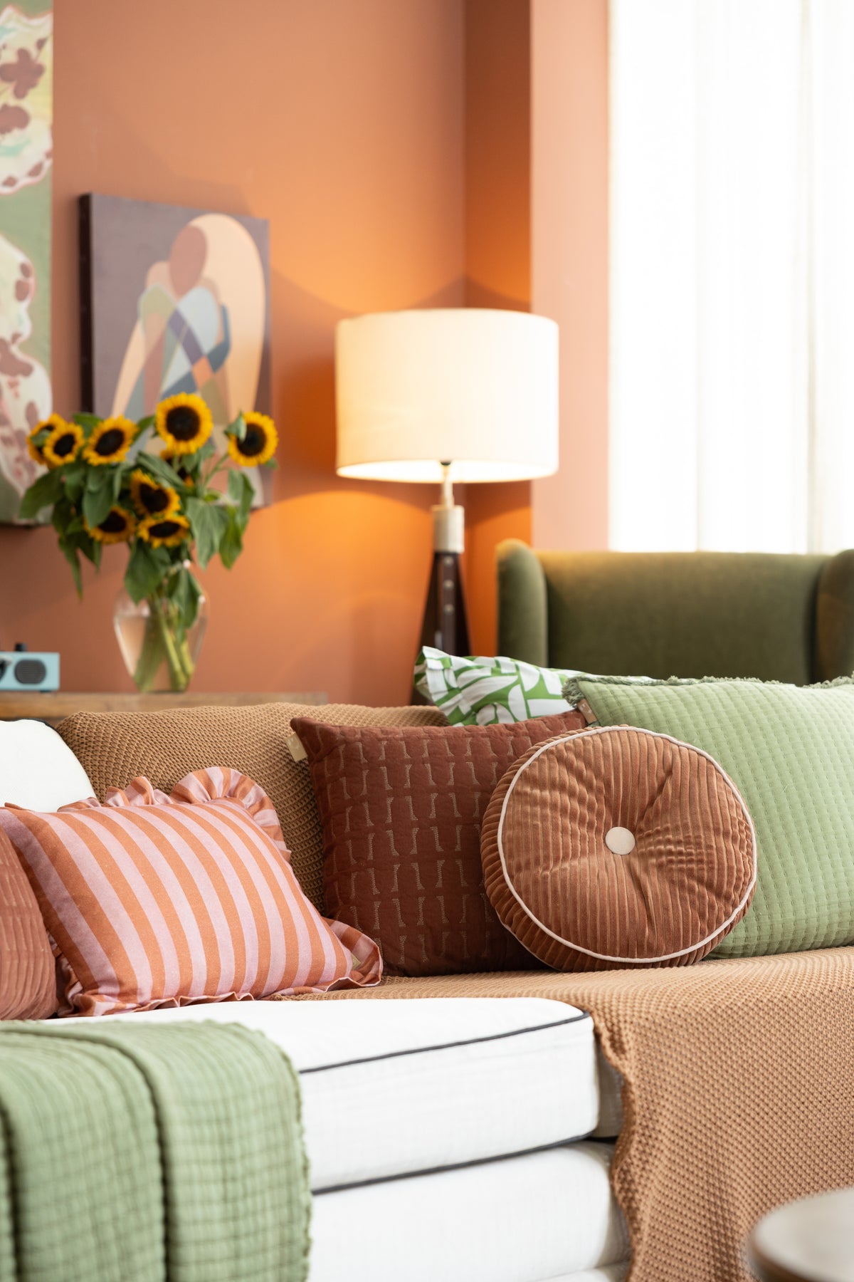 Luna Tan Brown Velvet Round Cushion