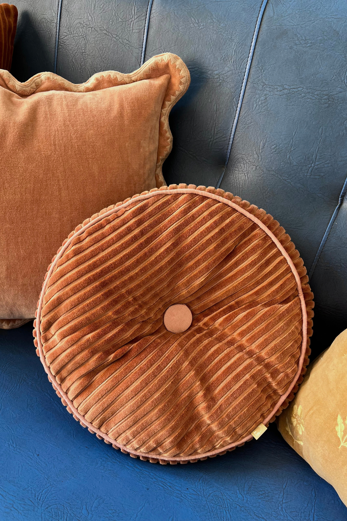 Luna Tan Brown Velvet Round Cushion