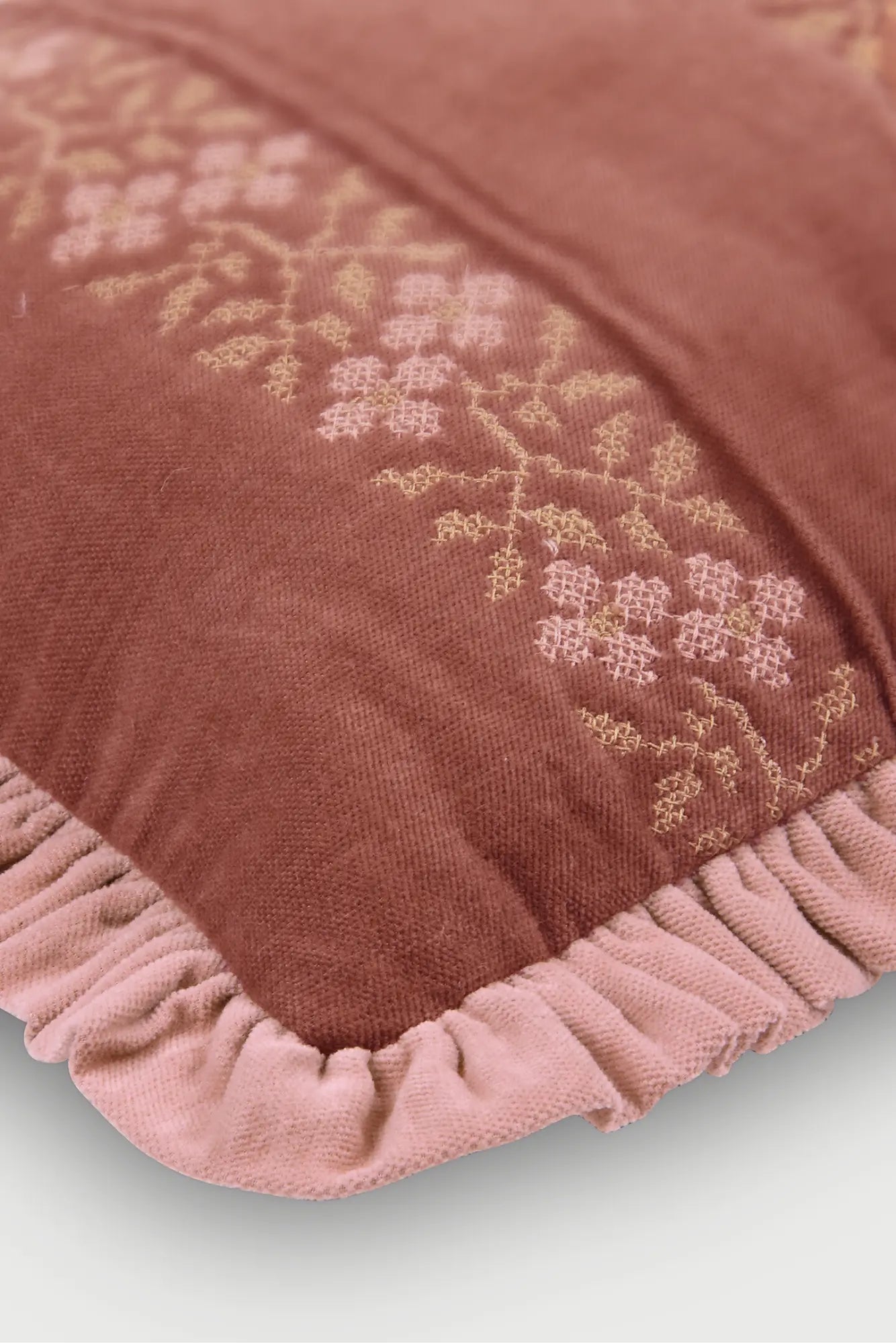 Heather Rhubarb Cross Stitch Oblong Cushion Cover SanctuaryLiving