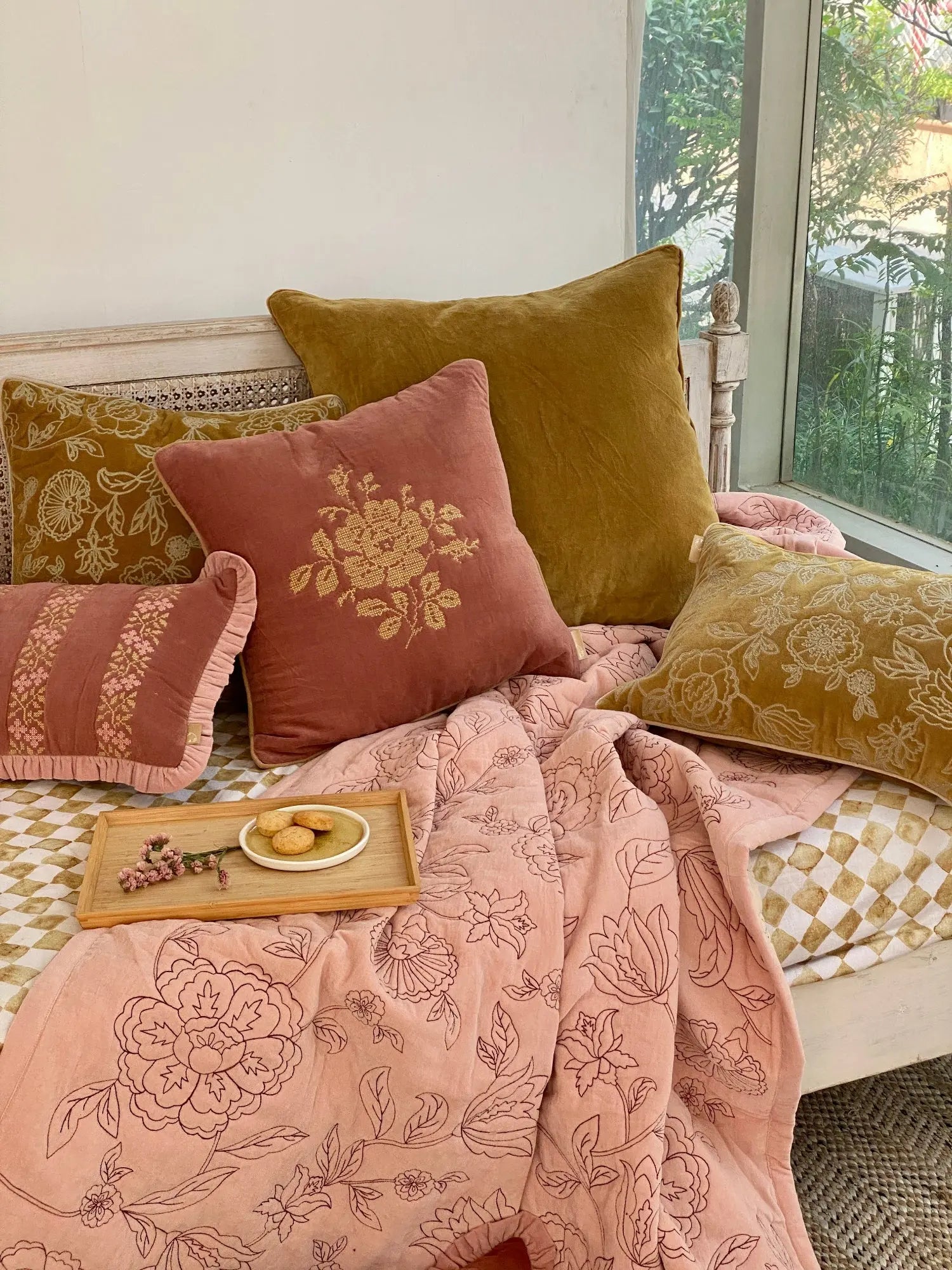 Rosabelle Chintz Deep Ochre Cushion Cover SanctuaryLiving