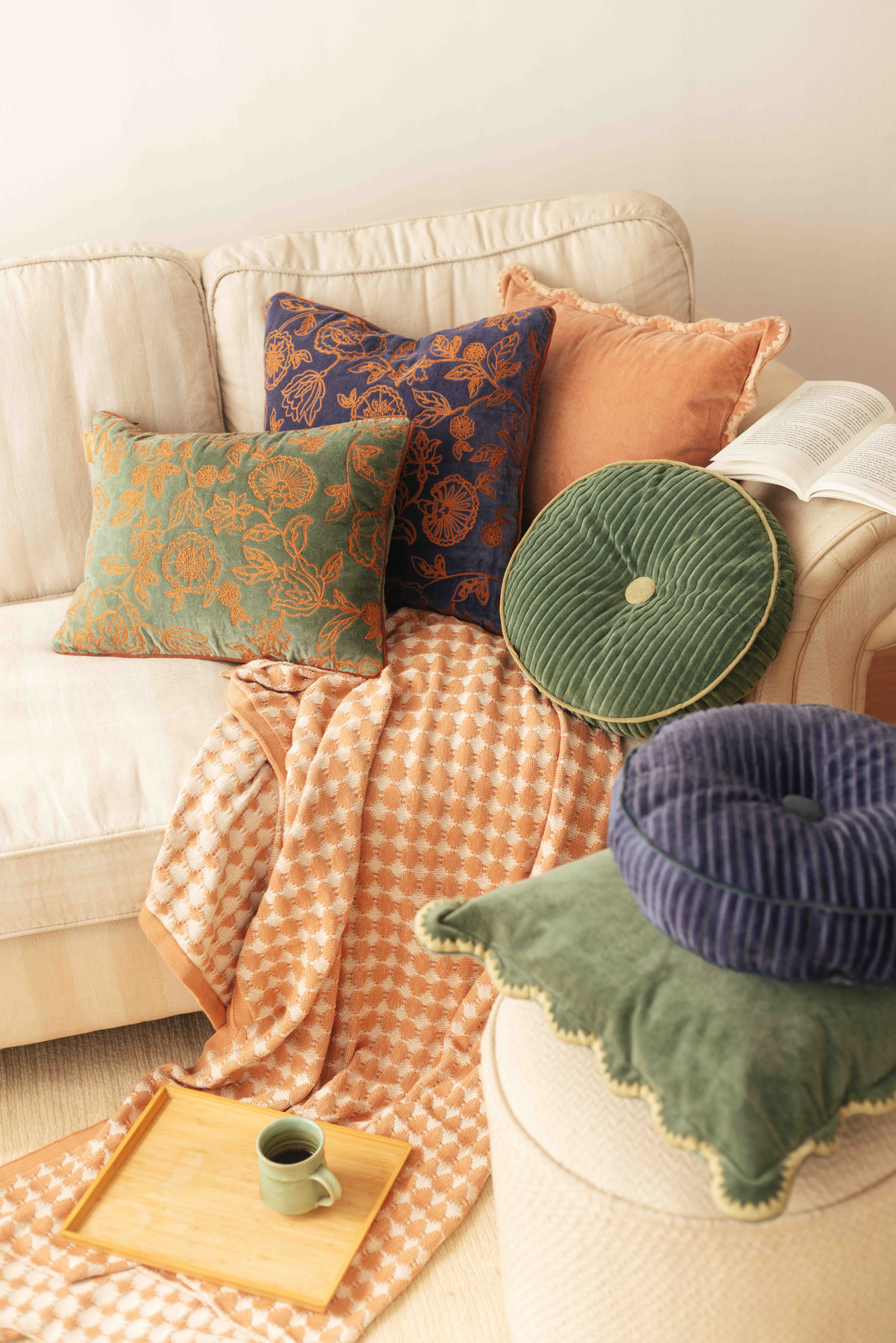 Rosabelle Chintz Cobalt Blue Cushion Cover