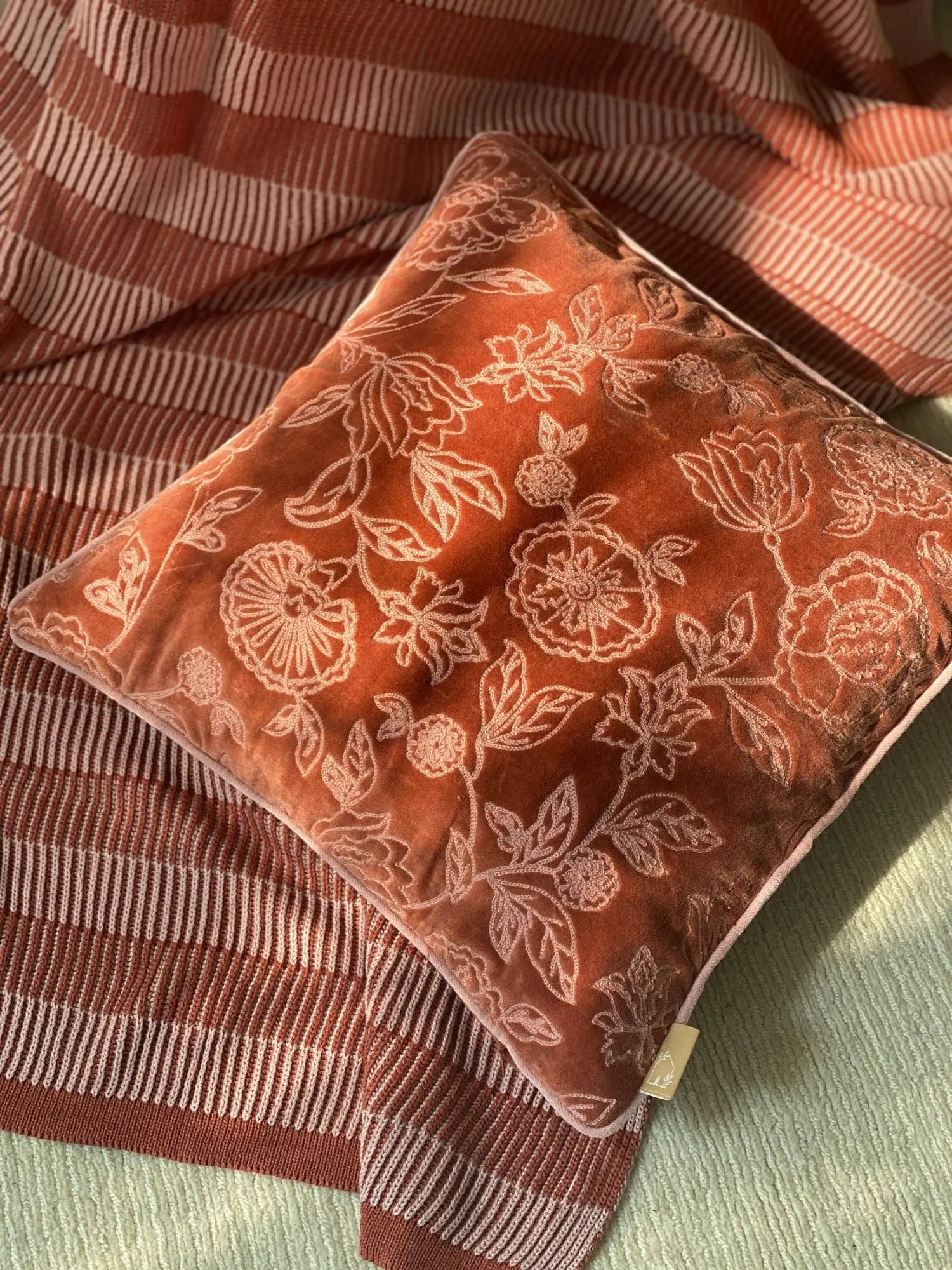 Rosabelle Chintz Rhubarb Cushion Cover SanctuaryLiving