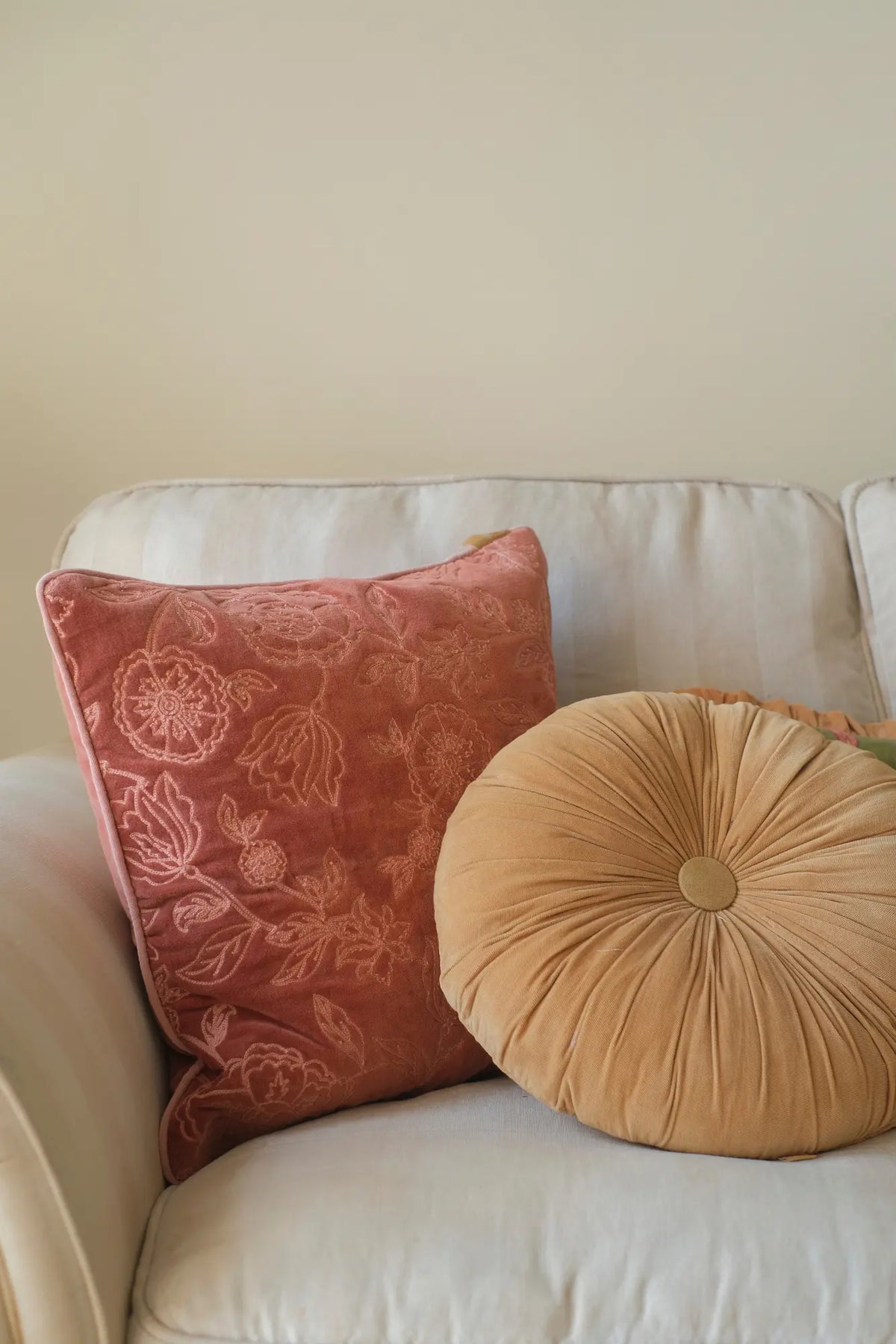 Rosabelle Chintz Rhubarb Cushion Cover SanctuaryLiving