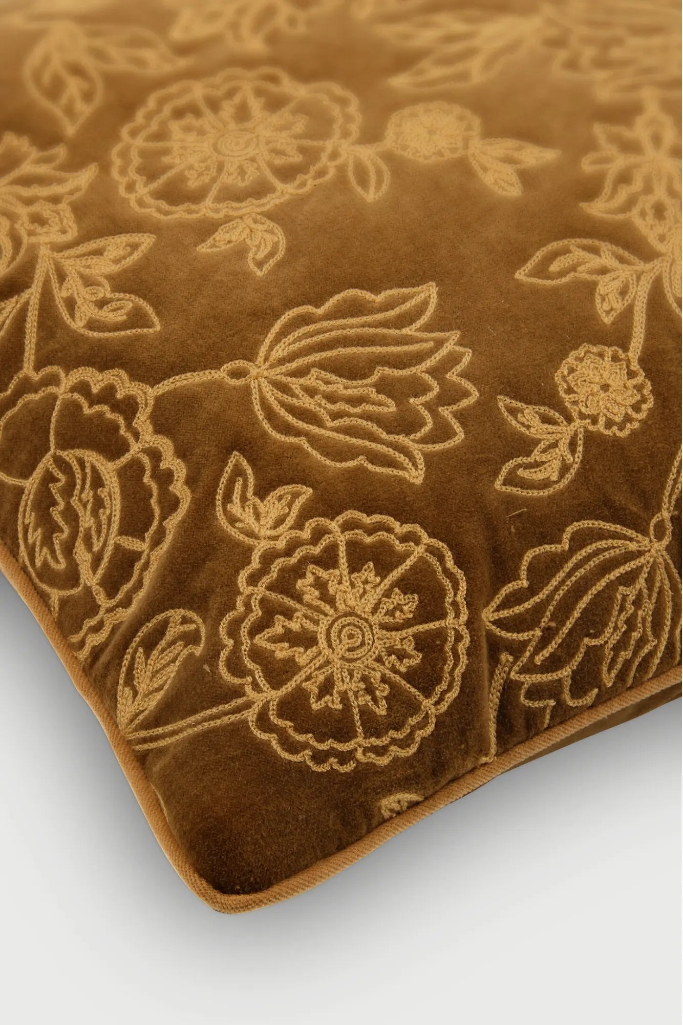 Rosabelle Chintz Tan Brown Cushion Cover SanctuaryLiving