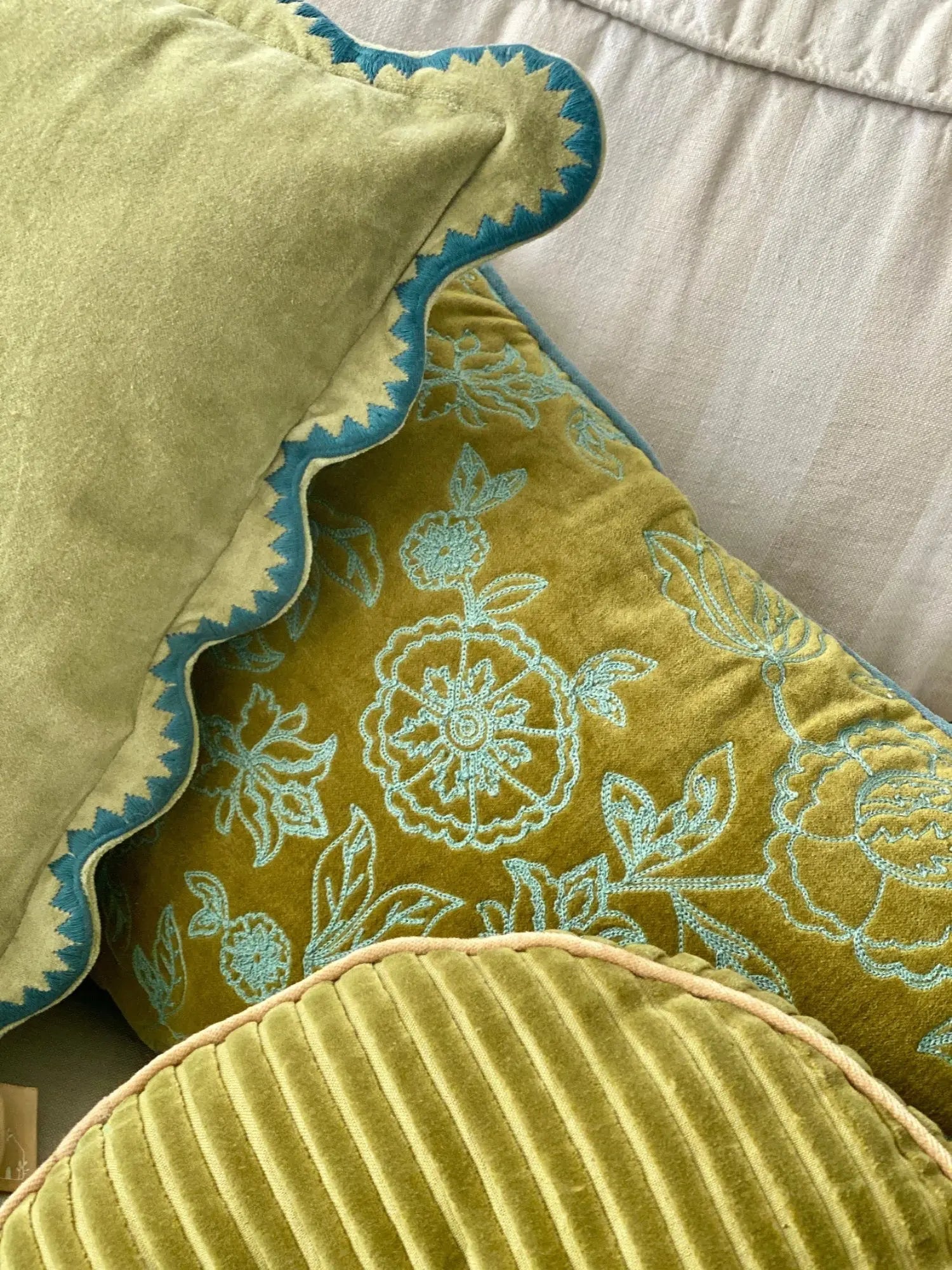 Rosabelle Chintz Olive Oblong Cushion Cover SanctuaryLiving