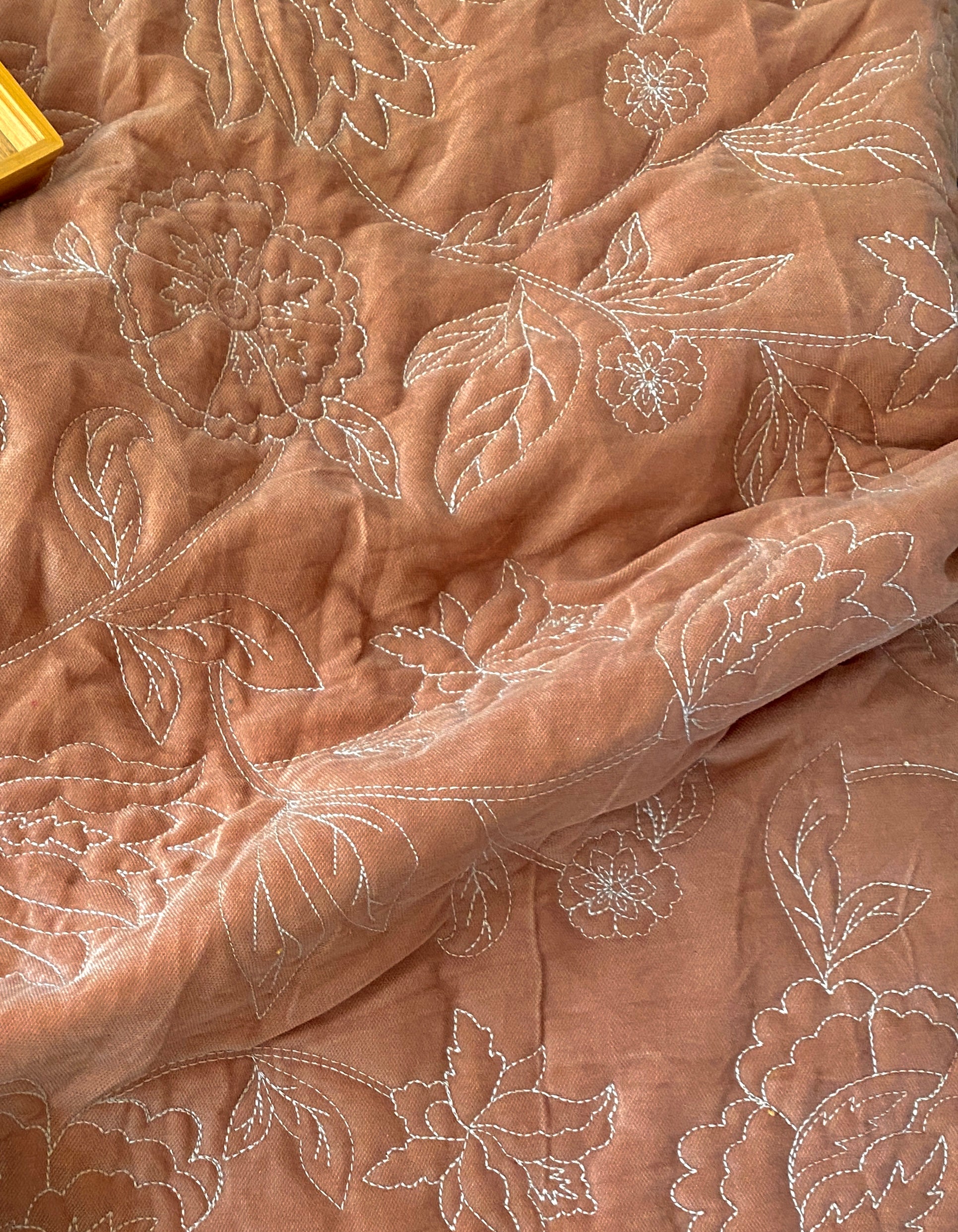 Rosabelle Chintz Spice Velvet Embroidered Quilt