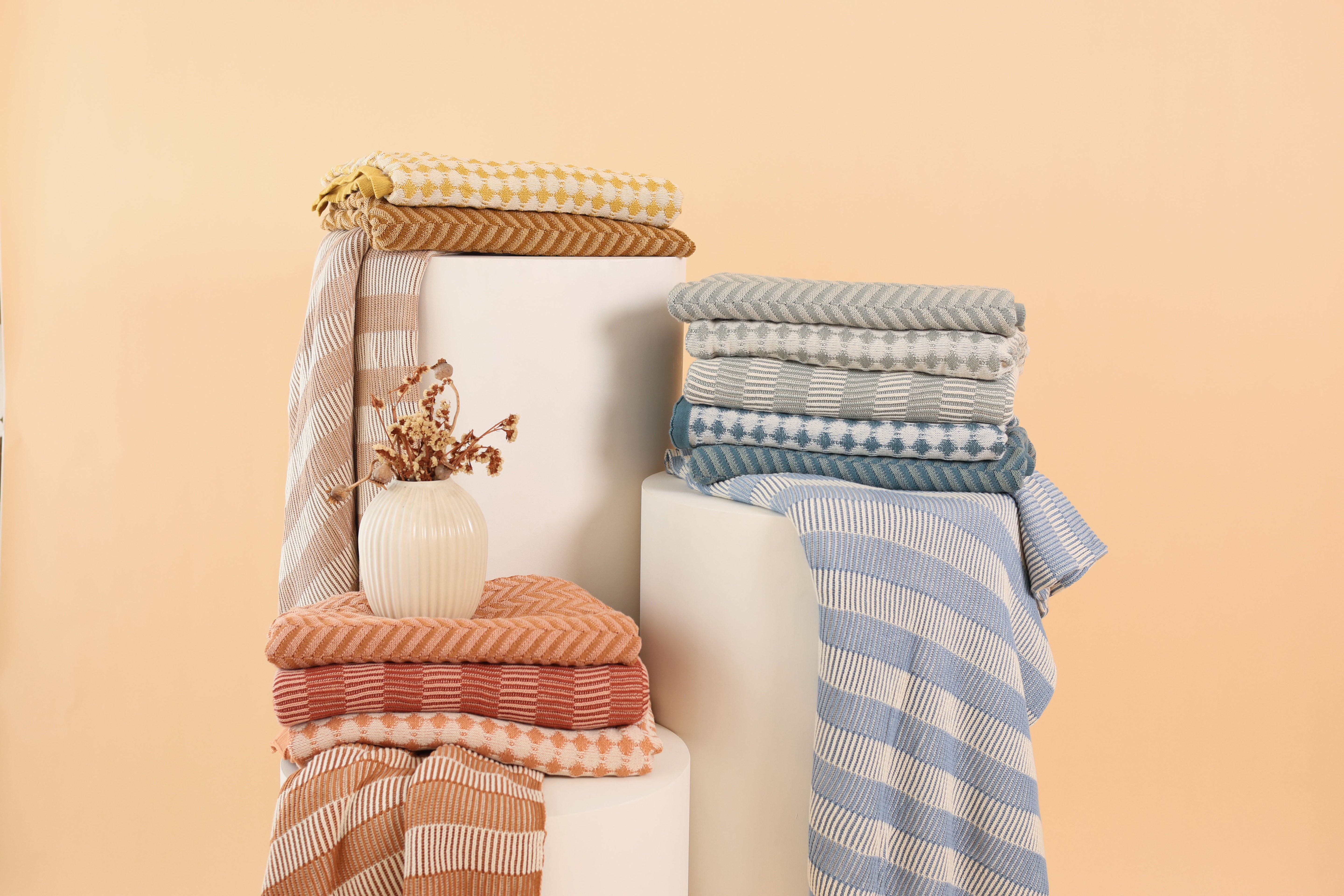 Ivy Teal Cotton Knitted Throw