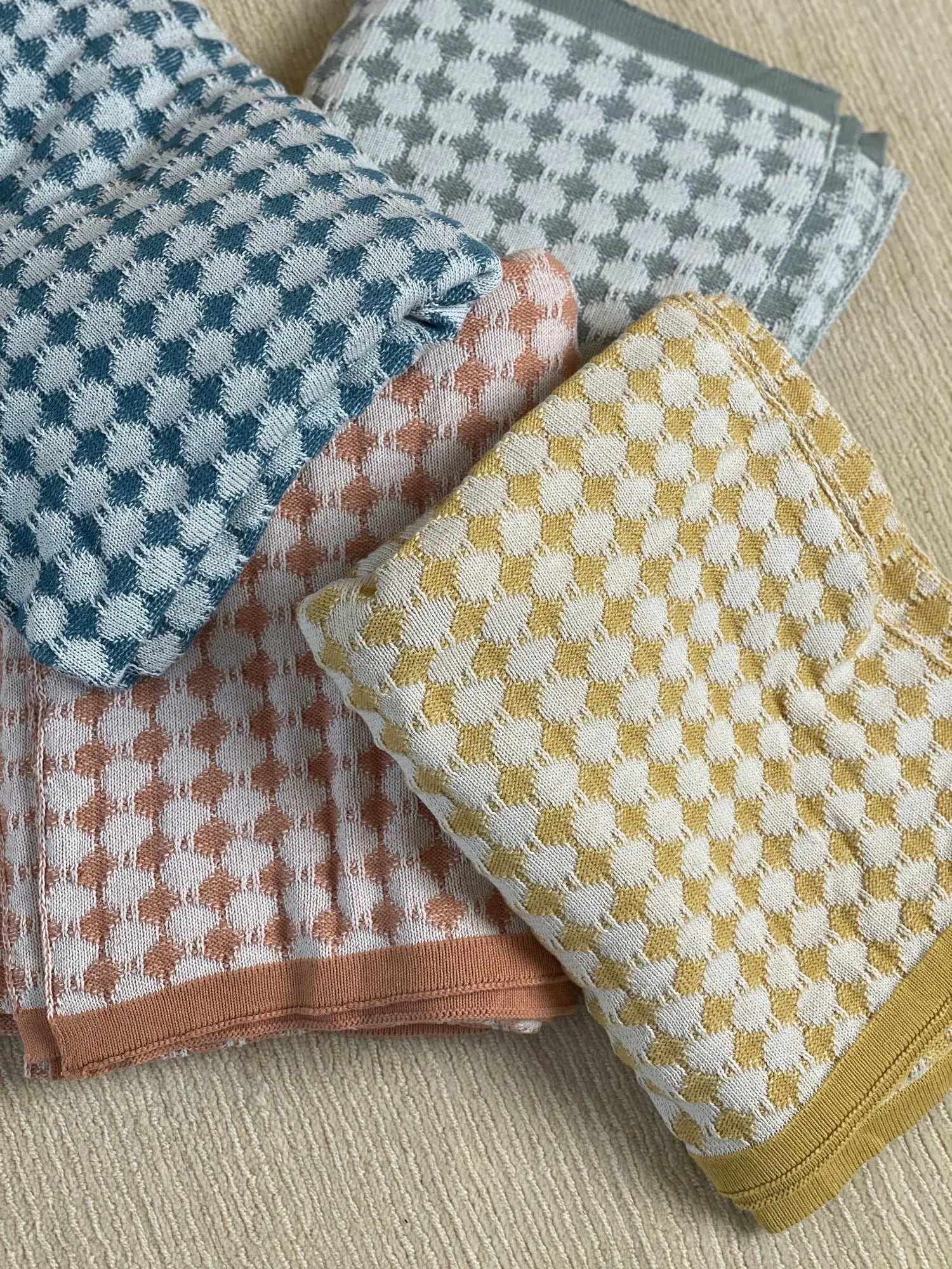 Ivy Teal Cotton Knitted Throw SanctuaryLiving