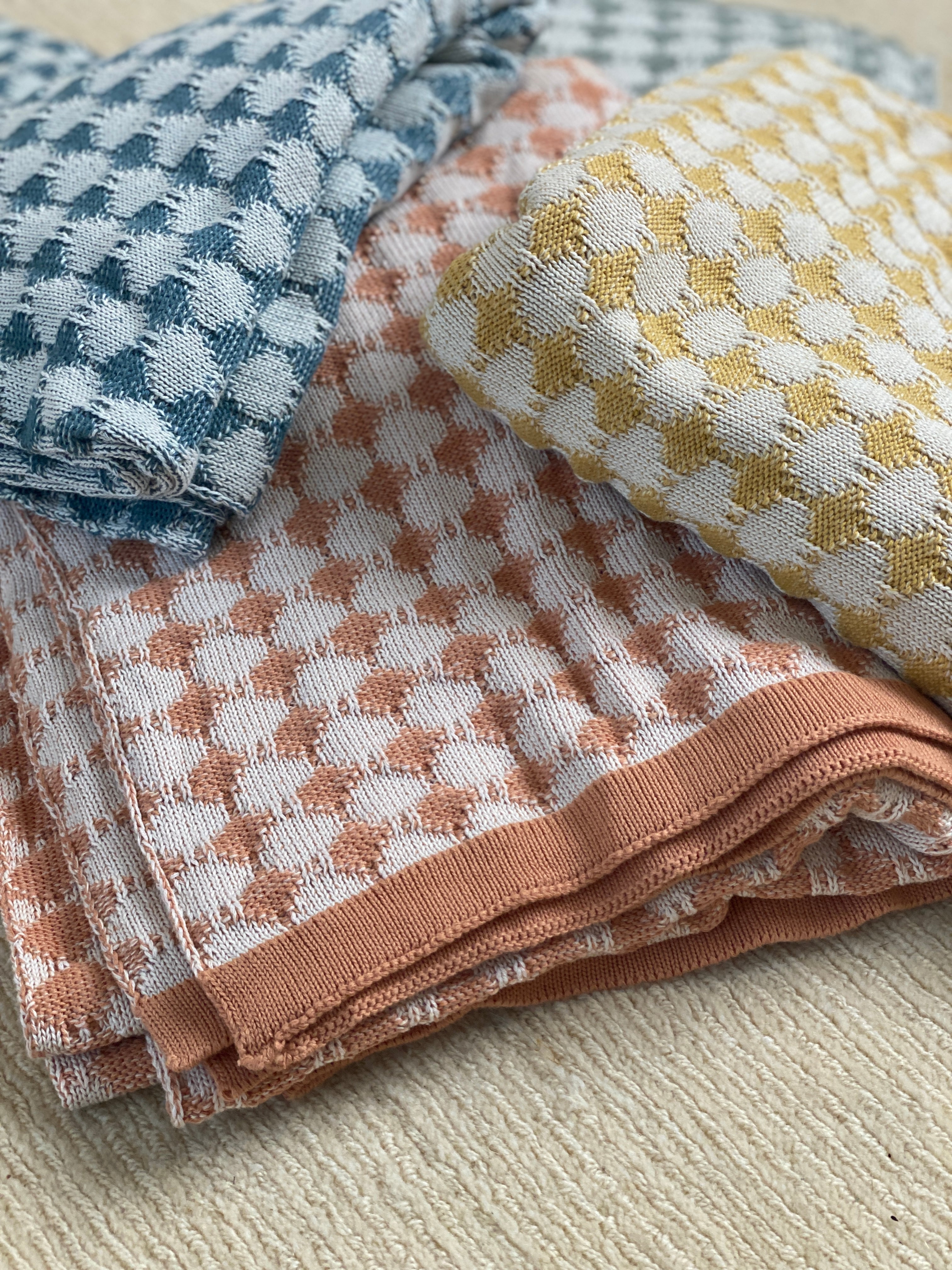 Ivy Teal Cotton Knitted Throw