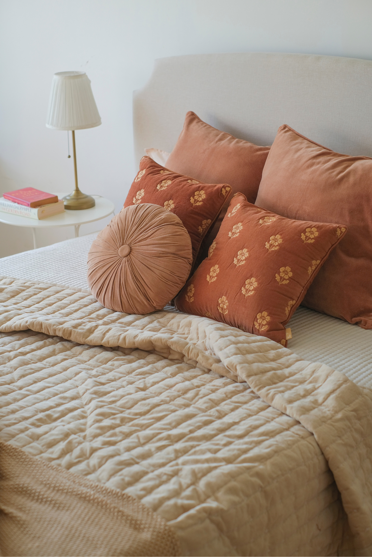 Sitara Oatmeal Velvet Embroidered Quilt