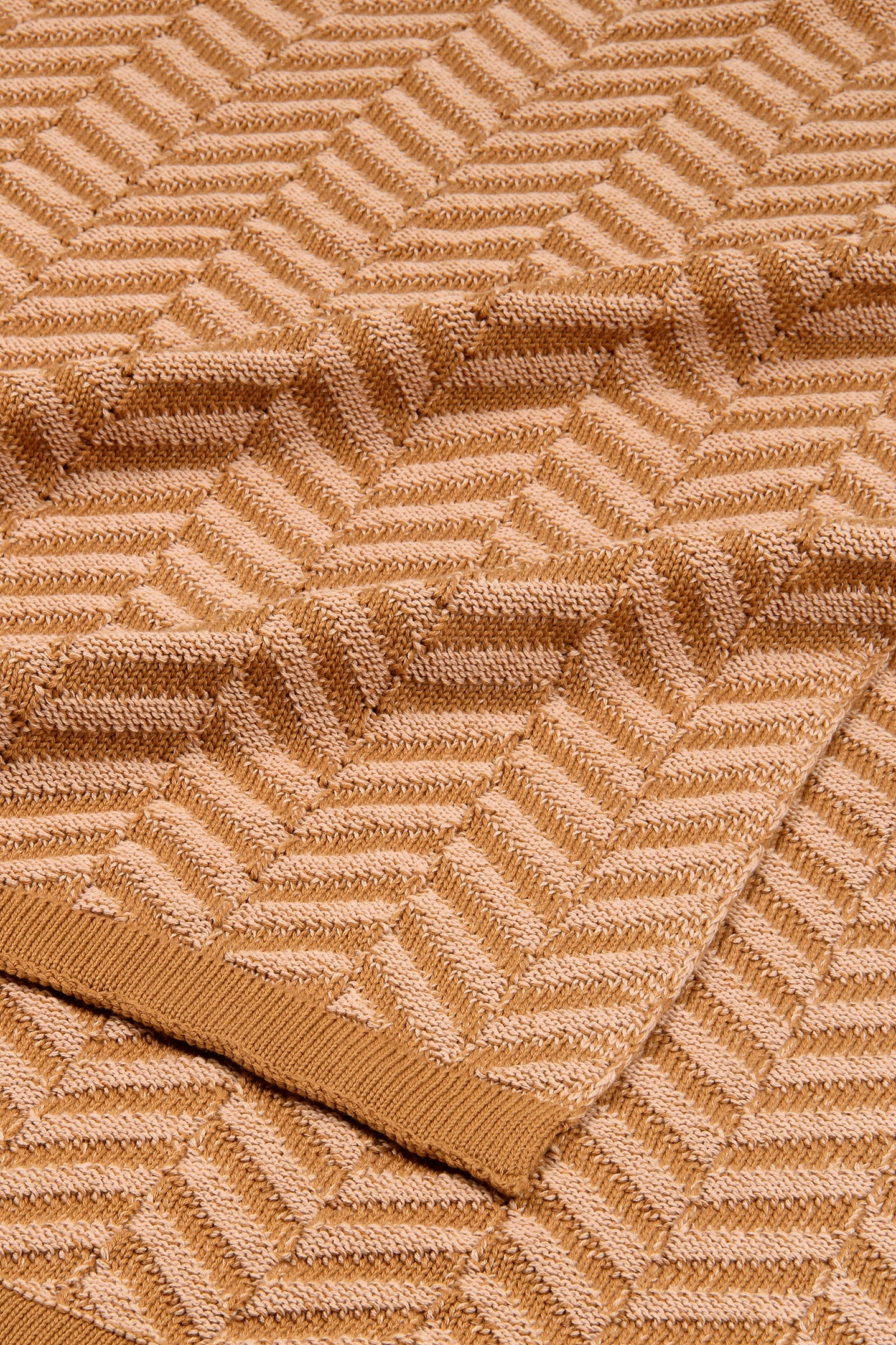 Chevron Brown Cotton Knitted Throw