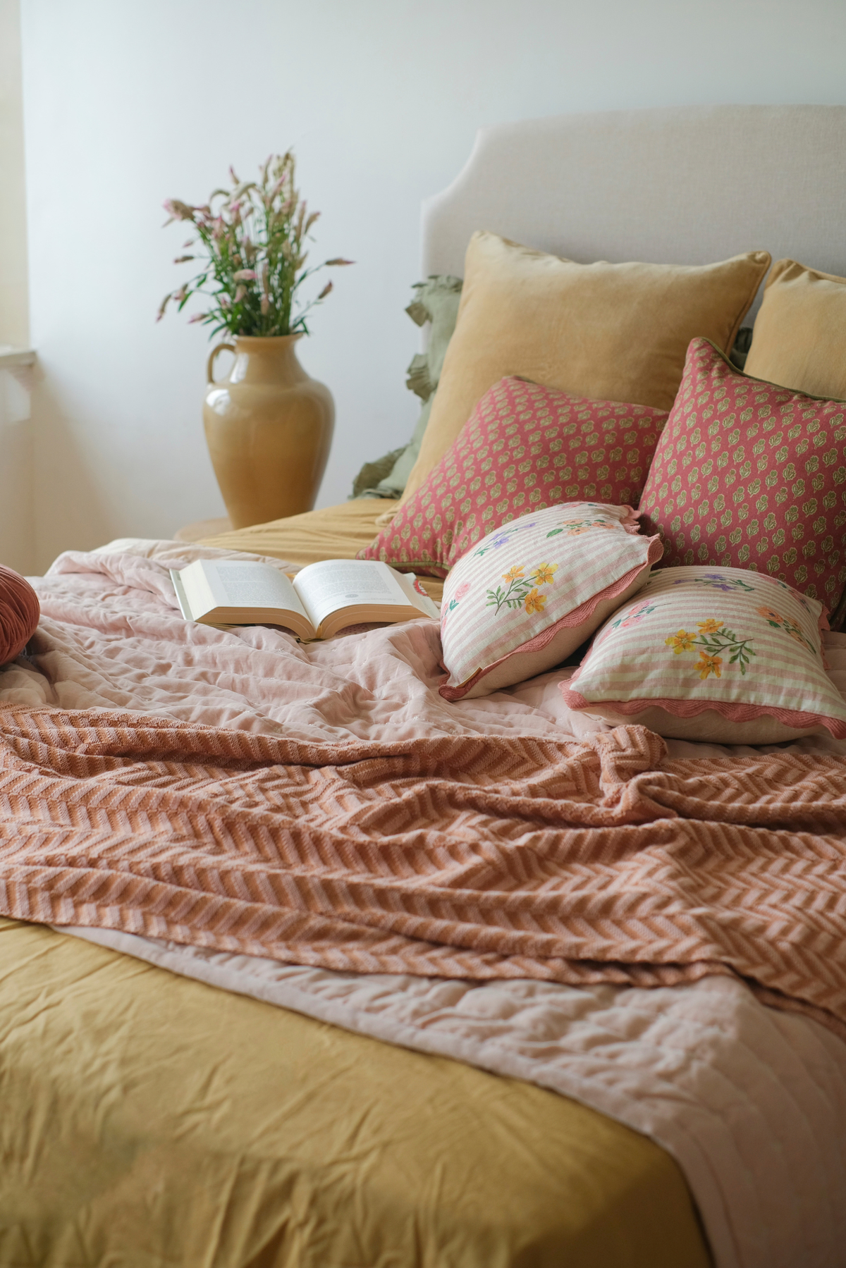 Chevron Brown Cotton Knitted Throw