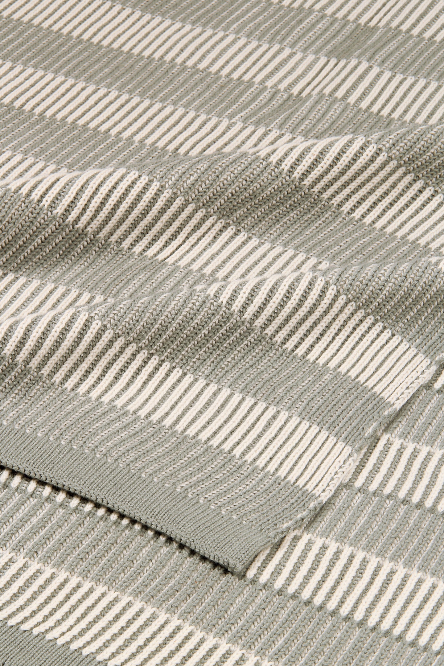 Striped Sage Cotton Knitted Throw