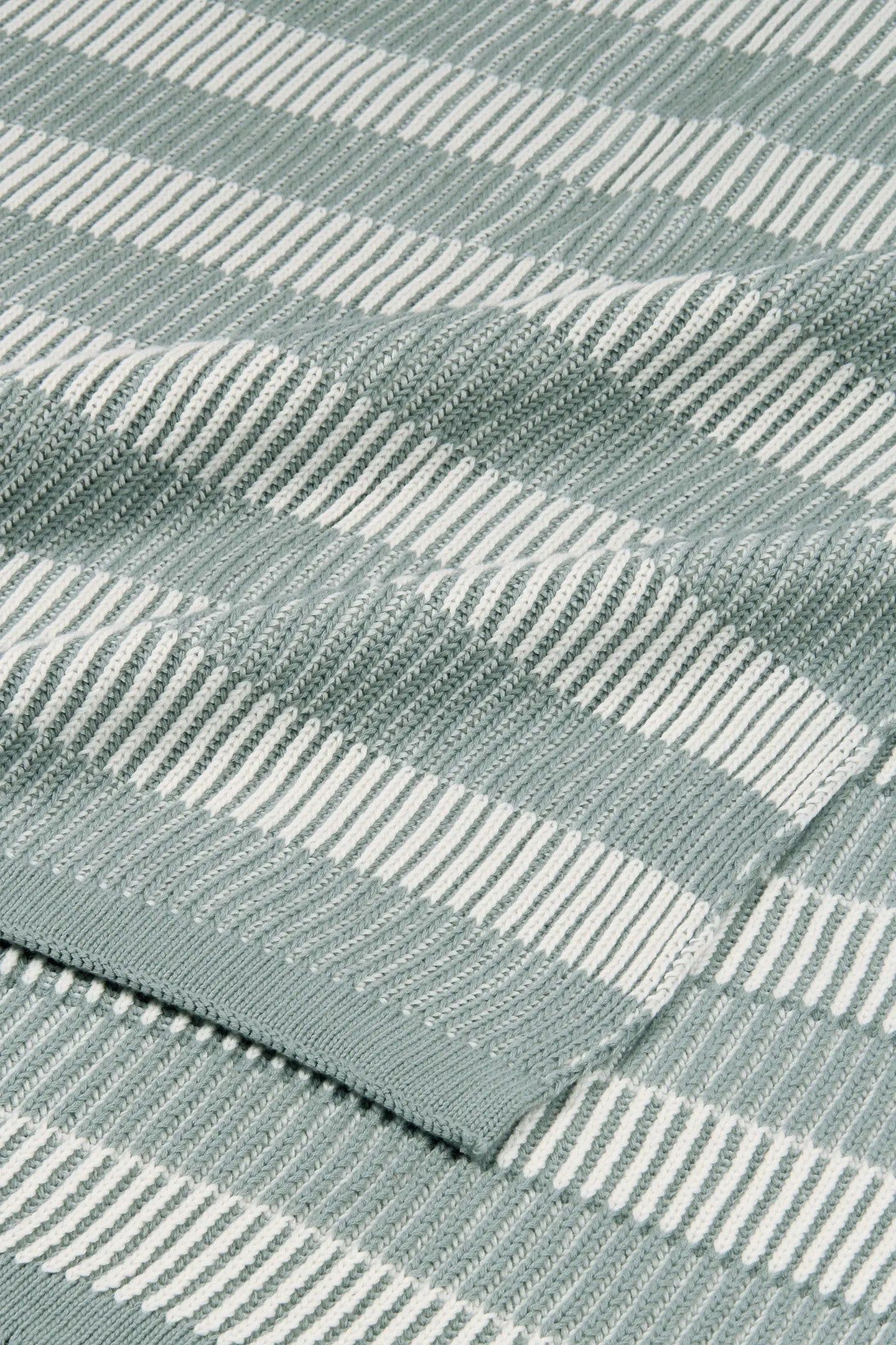 Striped Sage Cotton Knitted Throw SanctuaryLiving
