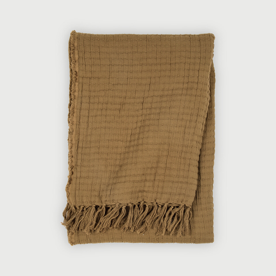 Trail Tan Brown Cotton Throw