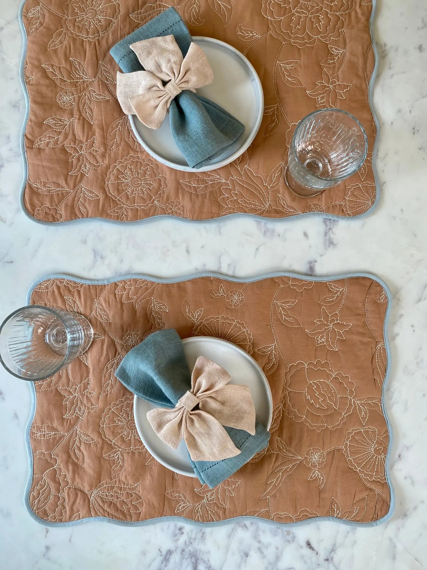 Rosabelle Chintz Spice Scallop Mats-Set of 2 SanctuaryLiving