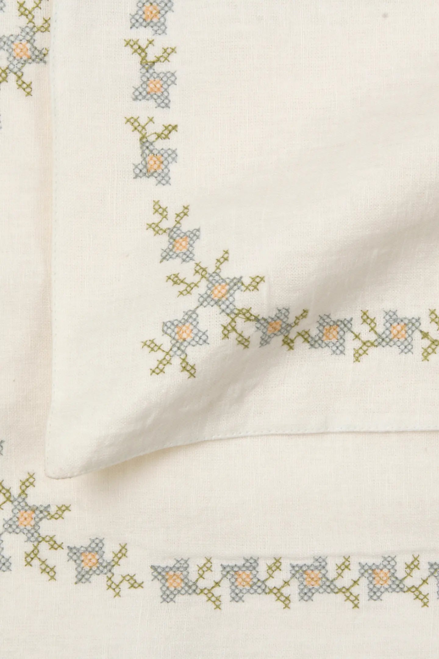 Trellis Soft Blue Cross Stitch Table Mats-Set of 2 SanctuaryLiving