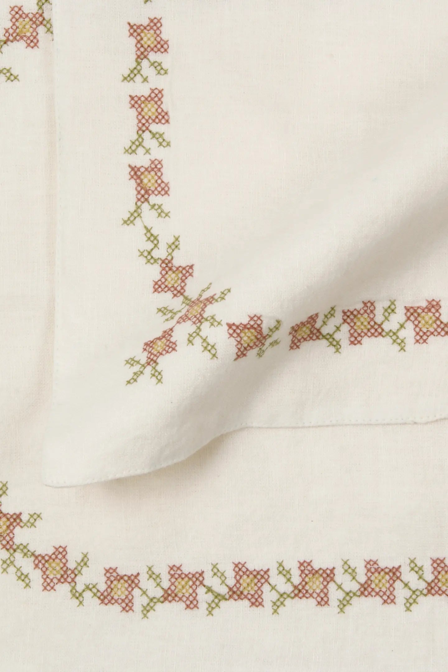 Trellis Raspberry Cross Stitch Table Mats-Set of 2 SanctuaryLiving