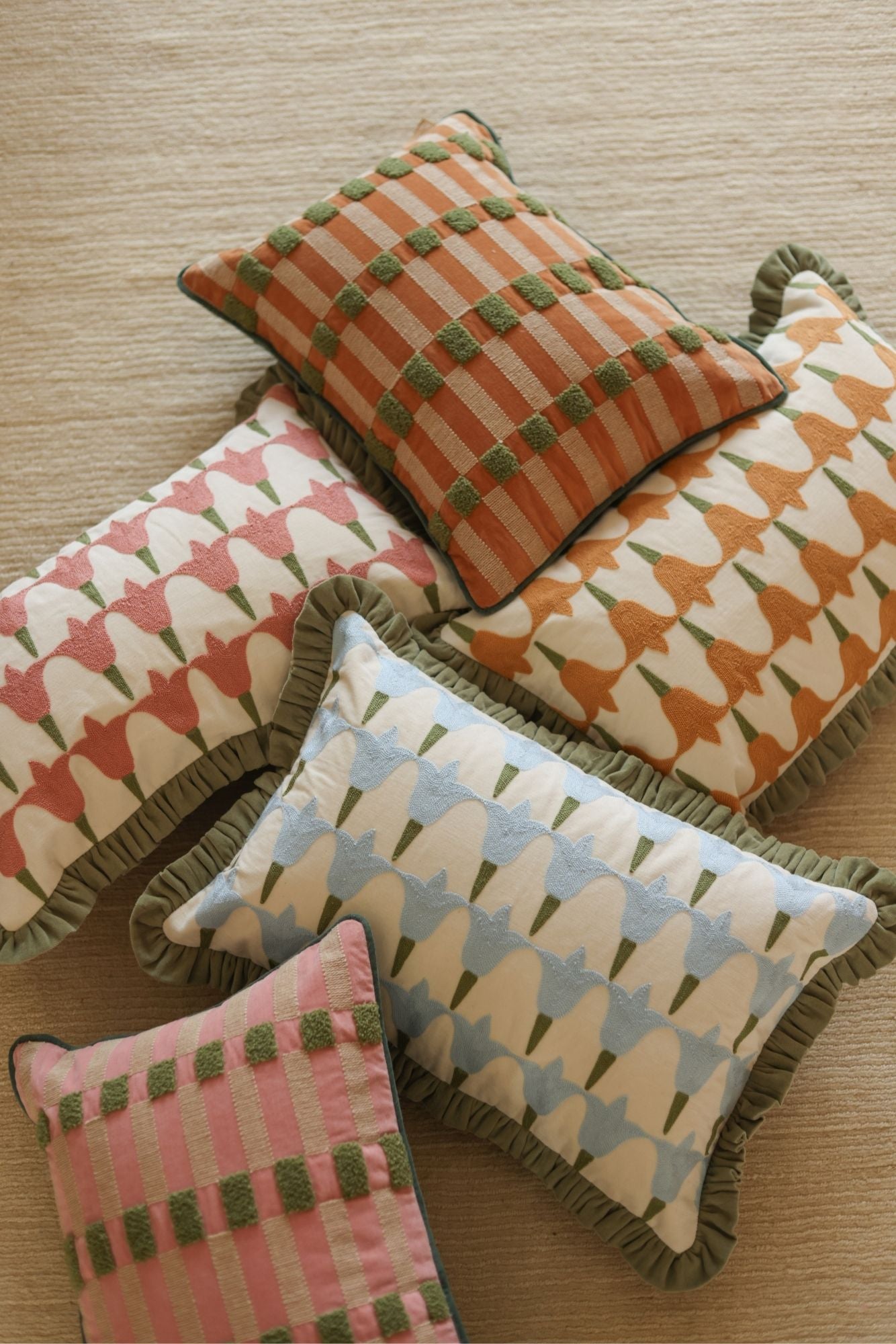 Tulip Light Blue Oblong Cushion Cover