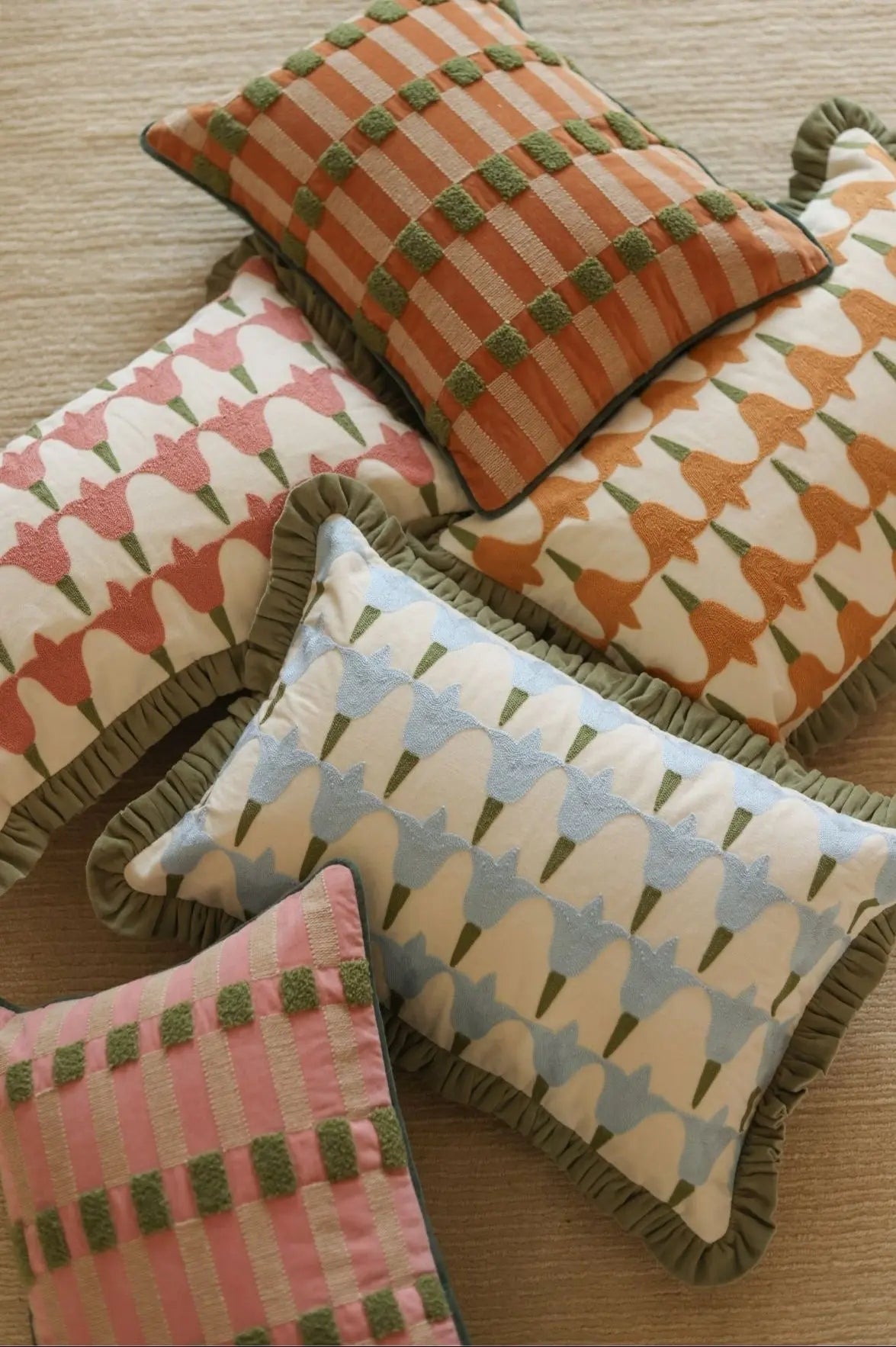 Tulip Peach Oblong Cushion Cover SanctuaryLiving