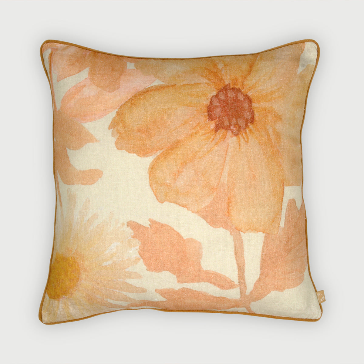 Wildflower Apricot Linen Cushion Cover