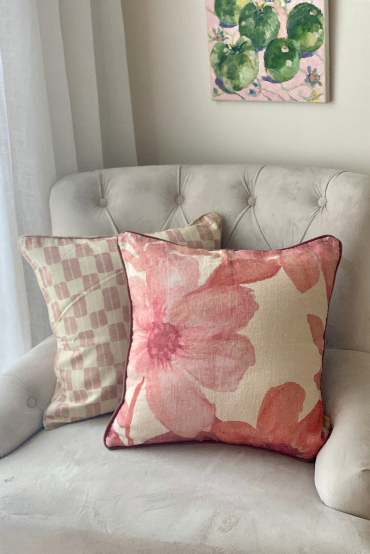 Wildflower Rose Linen Cushion Cover