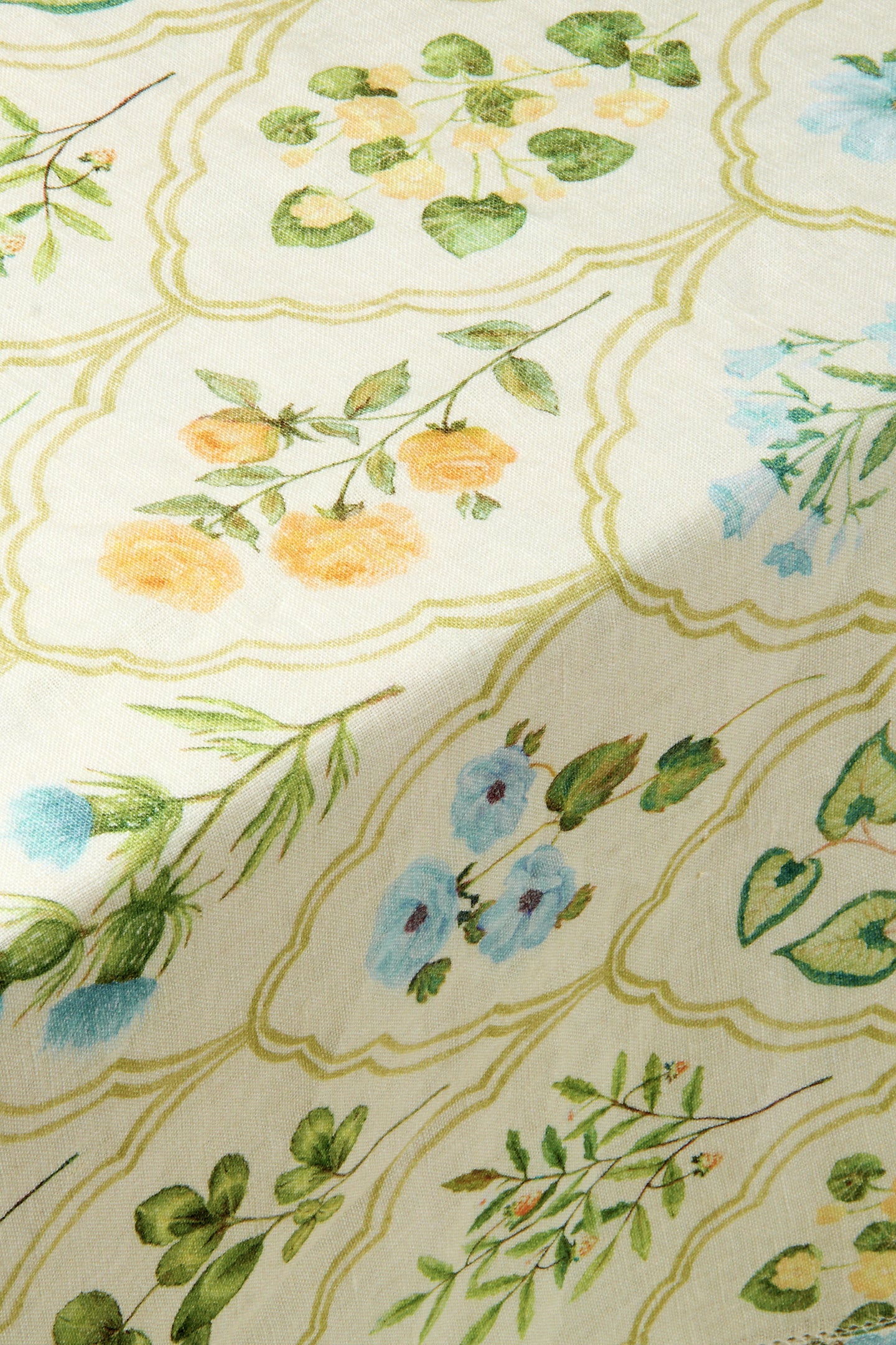 Eden Peach Printed Linen Fabric