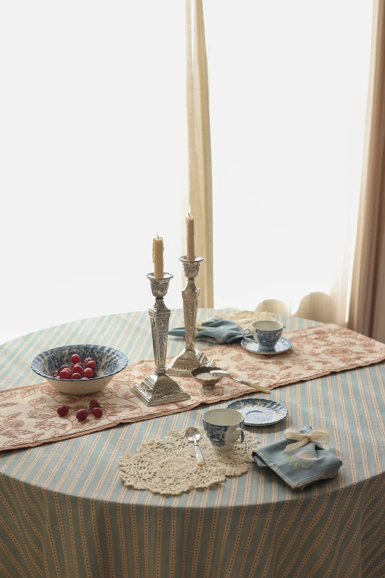 River Soft Blue Cotton Table Cover