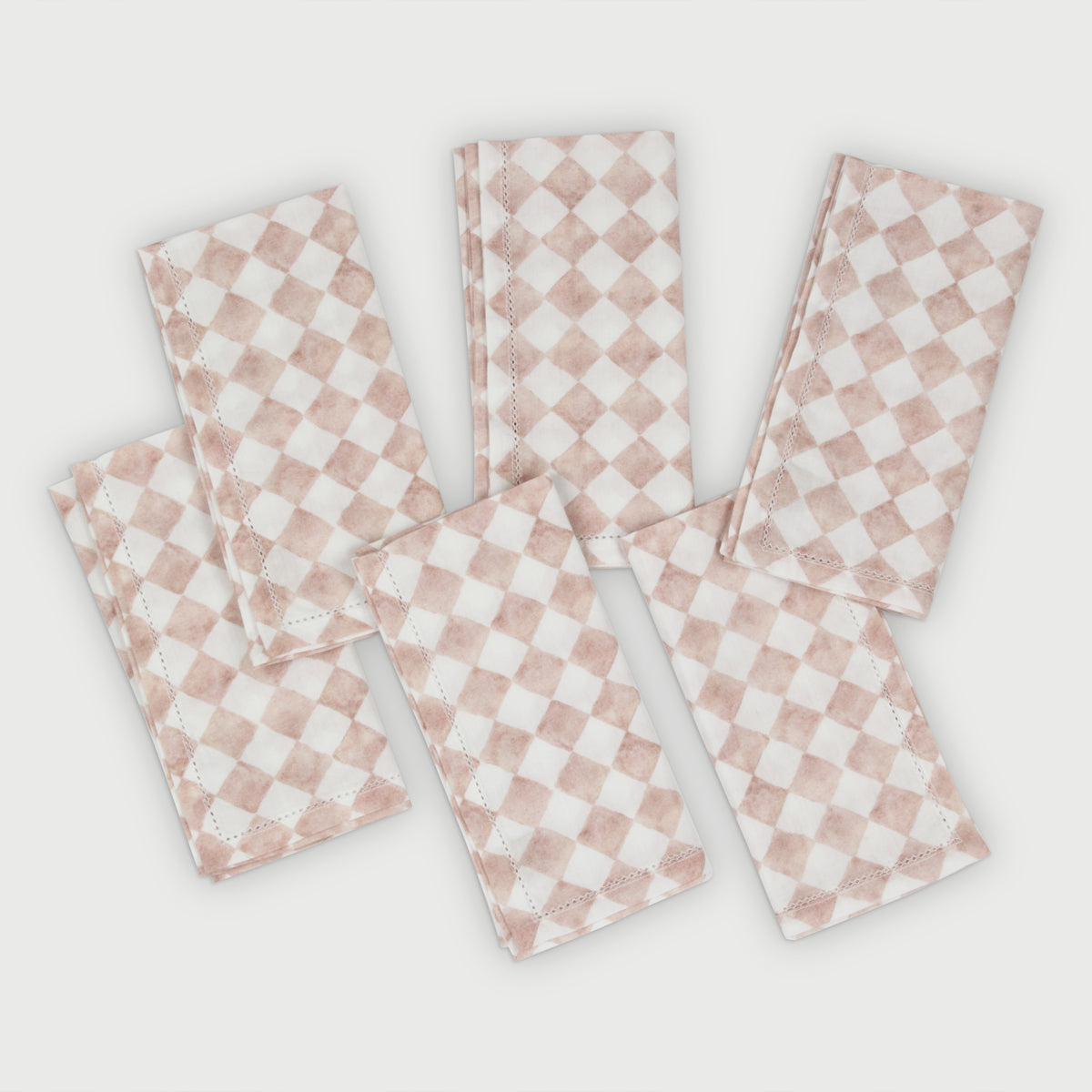 Checker Blush Cotton Table Napkins-Set of 6